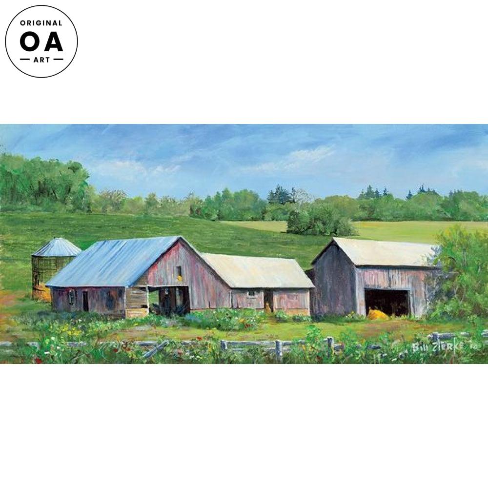 Early Summer Barns & Flowers Wall Art - Farmhouse Decor for Living Room, Bedroom, and Office - Rustic Floral Canvas Prints for Home Decoration