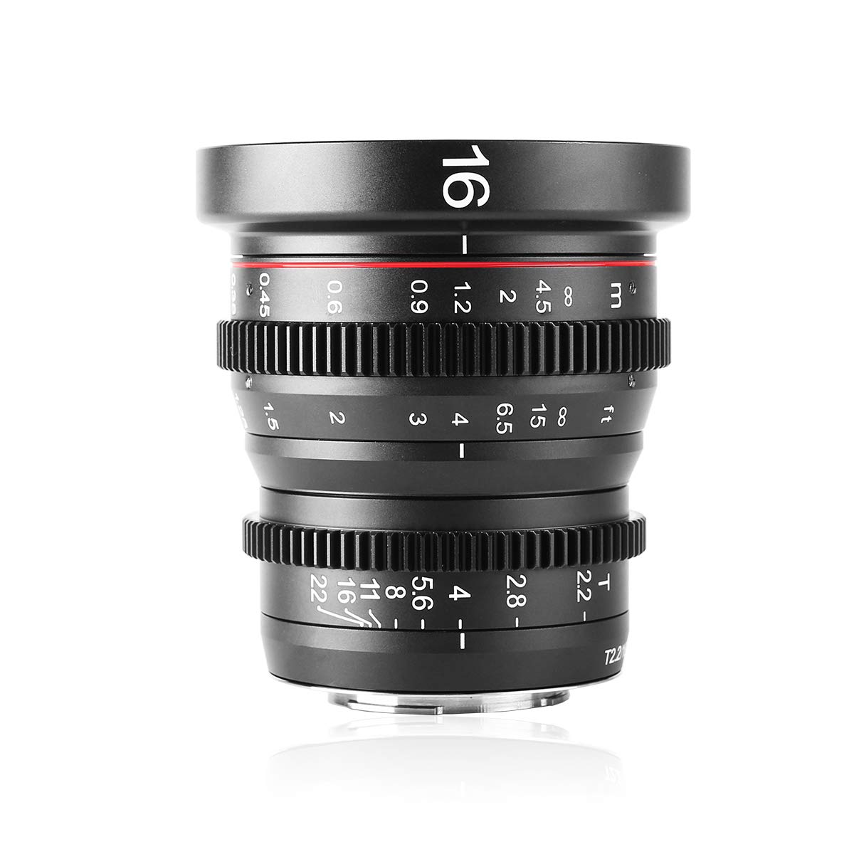 Meike 16mm T2.2 Manual Focus Wide Angle Prime Lens for M43/MFT Mount - Compatible with BMPCC & Micro Four Thirds Cameras - Perfect for Cinematic Shots, Vlogging & Low Light Photography