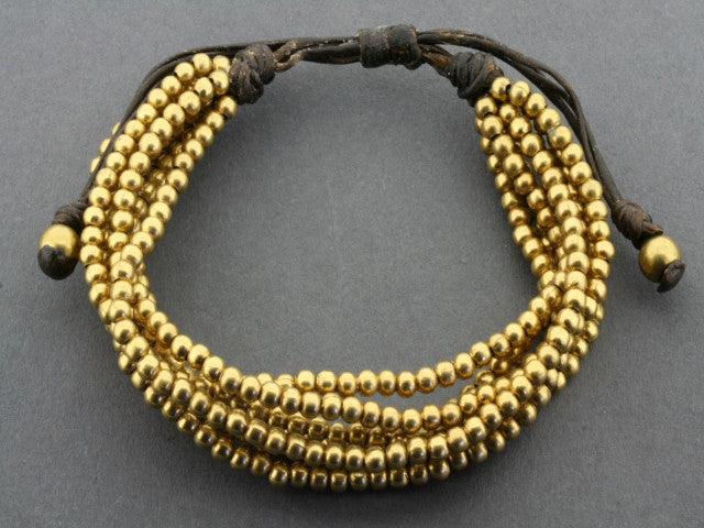 7 Strand Brass Bead Bracelet for Women - Handmade Boho Jewelry for Casual Wear, Layering & Gift Giving