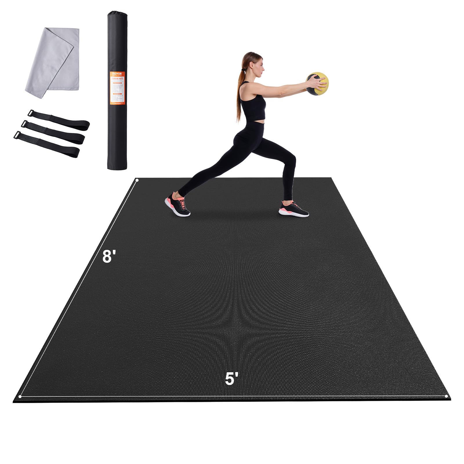 VEVOR Extra Large Non-Slip High Density Yoga Mat for Home Workouts - Premium Exercise Mat for Men & Women with Carry Bag & Strap - Ideal for Yoga, Pilates, Gym & Floor Exercises