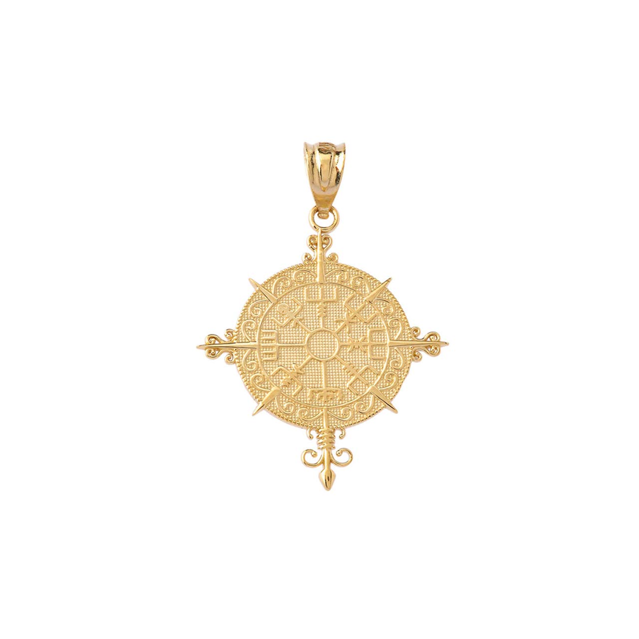 10K Gold Vegvisir Viking Compass Necklace - Norse Nordic Pendant Amulet Charm - Certified Authentic Jewelry for Men & Women - Perfect for Viking Lovers, Pagan Gifts & Spiritual Protection