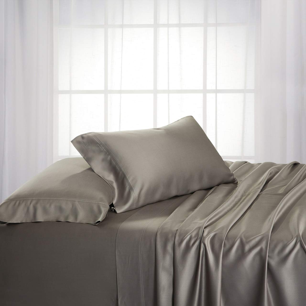 Premium 100% Bamboo Viscose 600 Thread Count Pillowcase Set - Ultra Soft & Silky King Size Bedding (2 Pack, Grey) for Luxurious Sleep & Hotel-Style Comfort