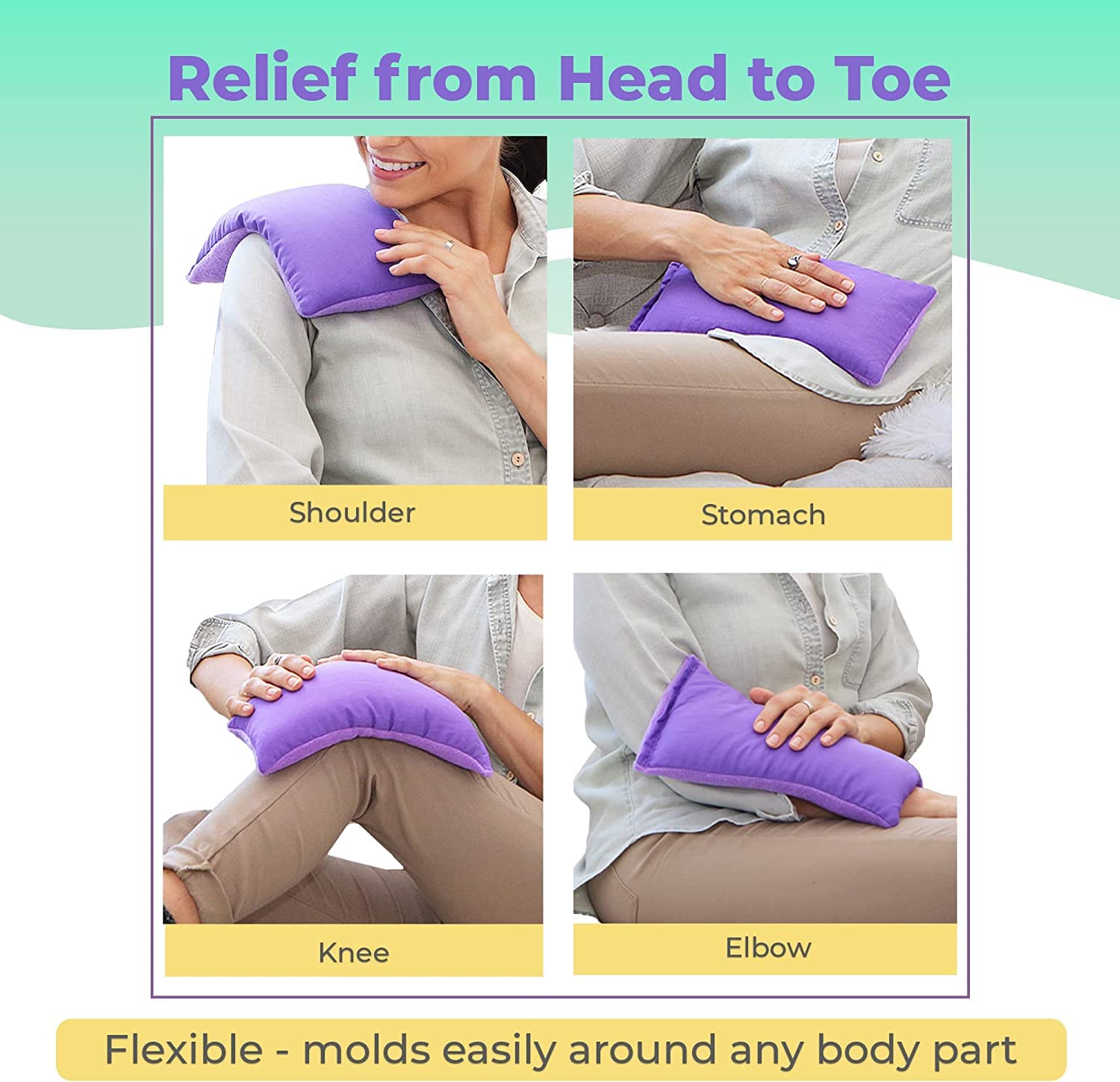 Microwave Heating Pad for Pain Relief - Moist Heat Therapy for Joints, Muscles & Cramps - Reusable Hot & Cold Therapy Pad - Purple Unscented Heating Pad for Home, Office & Travel Use