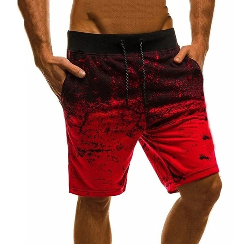 WSSBK Men's Gradient Cargo Shorts - Stretch Elastic Beach & Sport Shorts with Pockets - Summer Casual Wear for Outdoor Activities, Gym & Travel (Color: Blue, Size: XXX-Large)