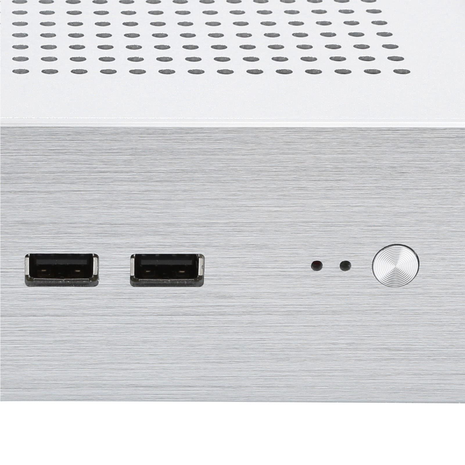 ASHATA G60S Mini-ITX PC Case - Full Aluminum HTPC Chassis with DC-ATX Power Supply, USB 2.0 Ports - Compact Desktop Computer Case for Home Theater, Office & Gaming Setup