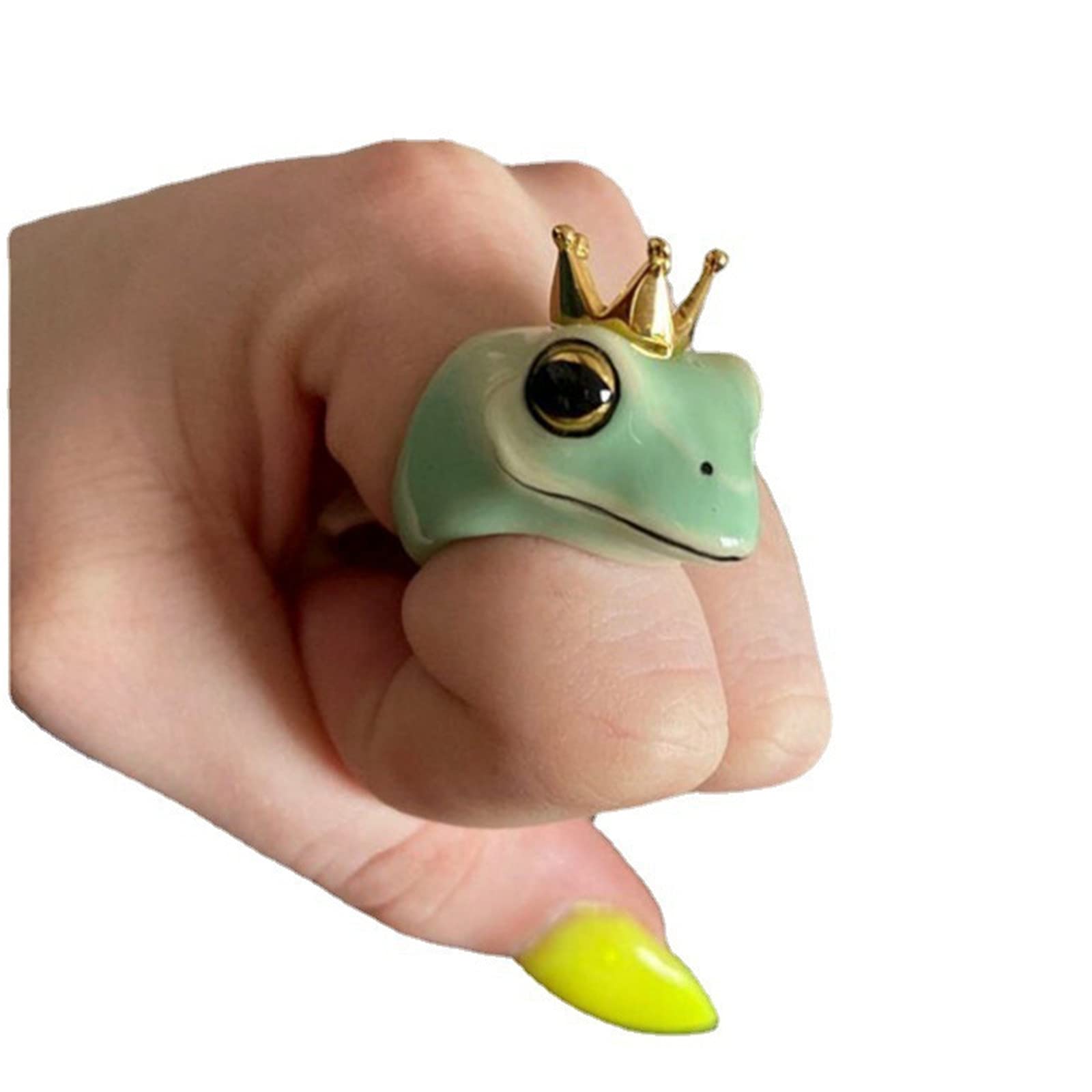 Cute Frog Crown Ring for Women - Animal Jewelry, Fashion Accessory for Girls - Perfect for Parties, Gifts & Everyday Wear (Size 6)