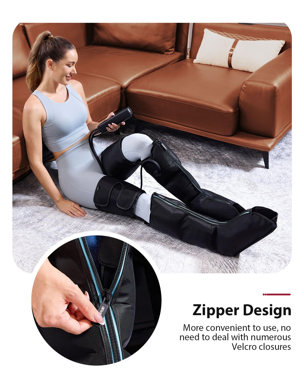 CINCOM 3-in-1 Air Compression Leg Massager for Foot, Calf & Thigh - Circulation Booster, Pain & Edema Relief, RLS Recovery - Perfect for Post-Workout, Office Workers & Travelers