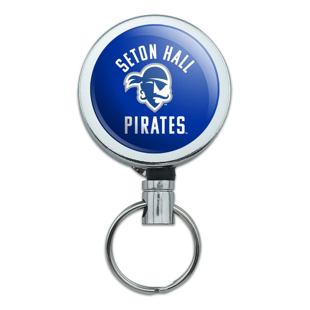 Seton Hall Pirates Heavy Duty Metal Retractable ID Badge Holder with Belt Clip - Secure Key Card & Tag Reel for Work, School, and Campus Security