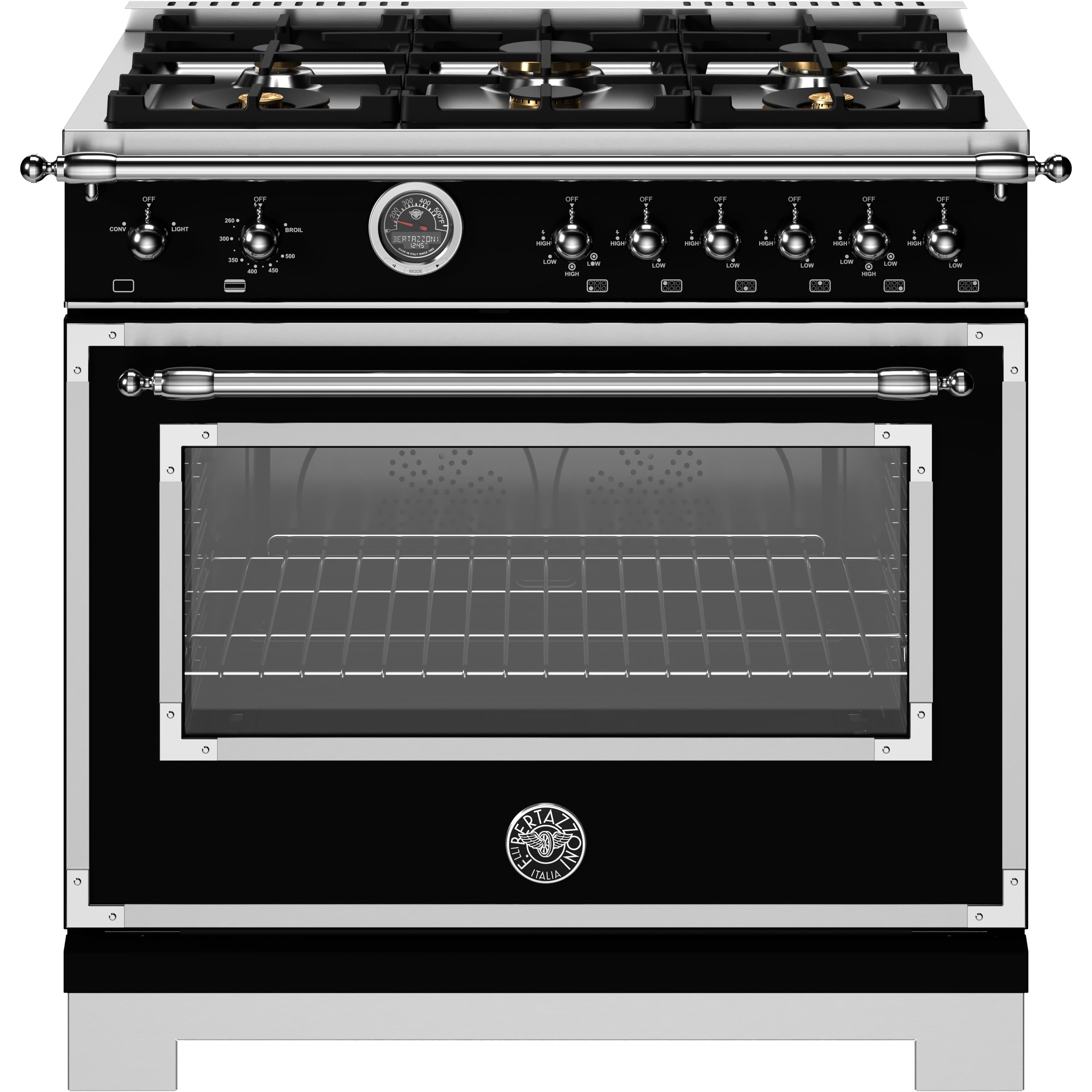 Bertazzoni 36 Inch Freestanding Gas Range HER366BCFGMNET - Professional Italian Kitchen Appliance for Home Chefs & Cooking Enthusiasts - Perfect for Gourmet Meals, Family Dinners & Entertaining Guests