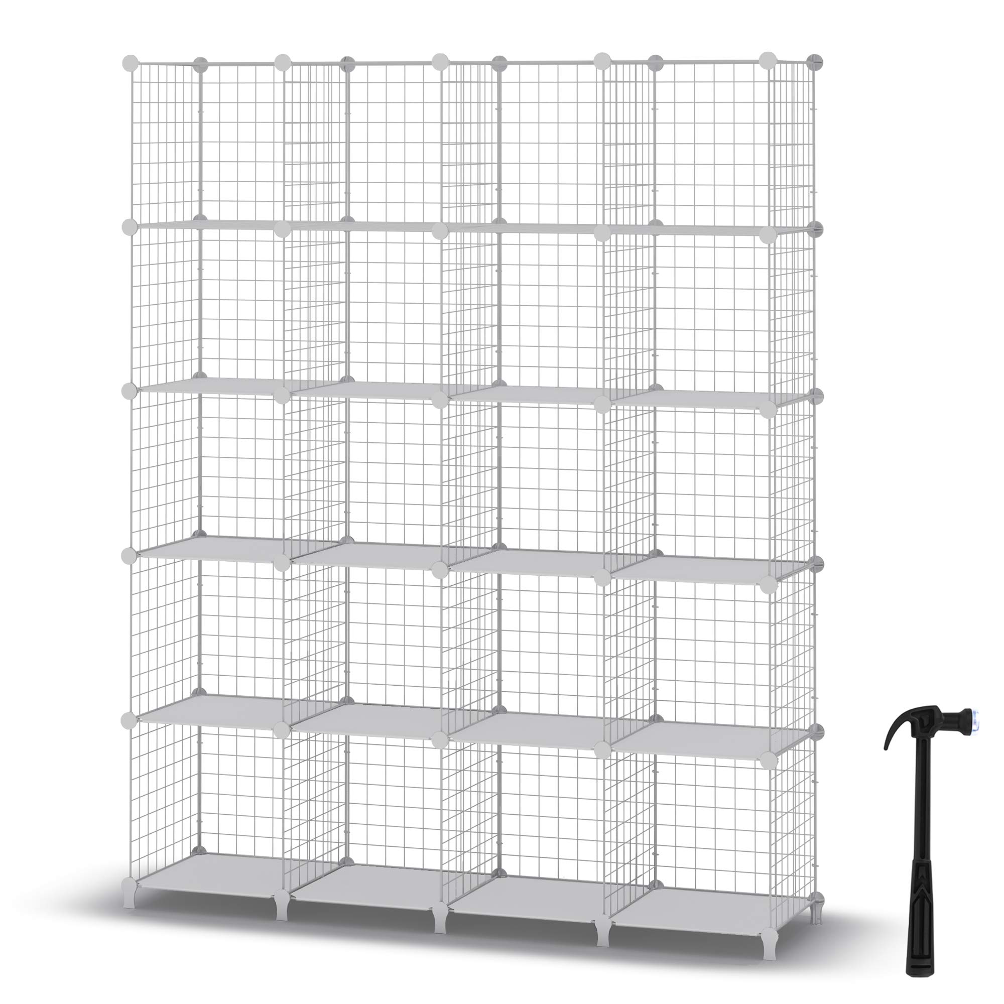 HOMIDEC 20-Cube Wire Storage Shelves - Modular Bookshelf, Bookcase & Closet Organizer for Home, Office | DIY Storage Cubes for Books, Toys, Clothes & Tools | Perfect for Bedroom, Garage & Kids Room Organization