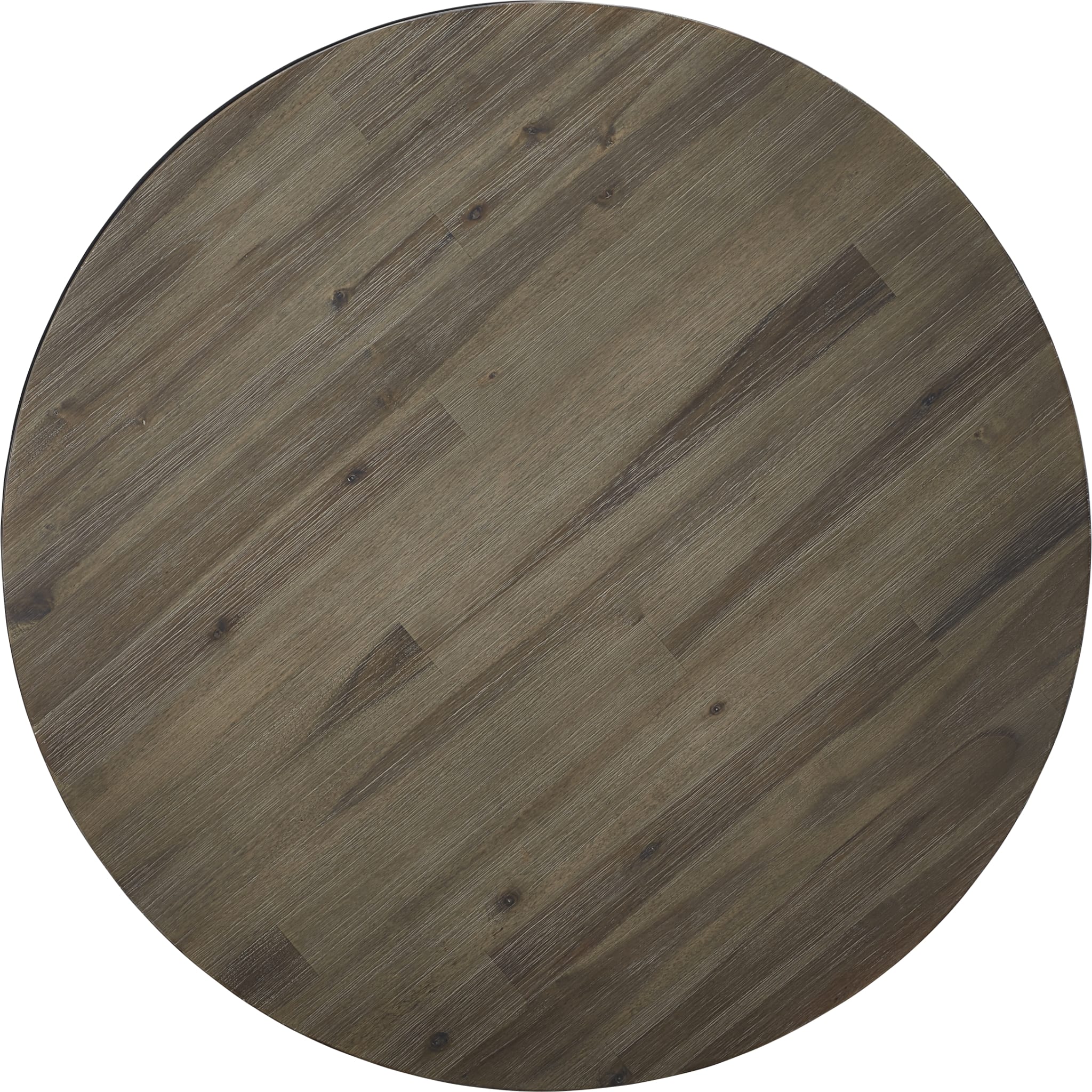 Solid Wood and Metal Round End Table in Washed Grey - Modern Side Table for Living Room, Bedroom & Office - Durable Coffee Table with Rustic Industrial Design