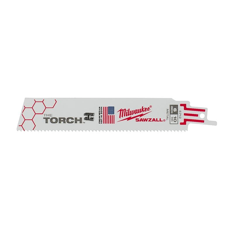 48 00 5712 6 in. 10 TPI Torch Sawzall Blades - 5 Pack | Heavy-Duty Reciprocating Saw Blades for Wood, Metal & Demolition | Perfect for Construction, Renovation & DIY Projects