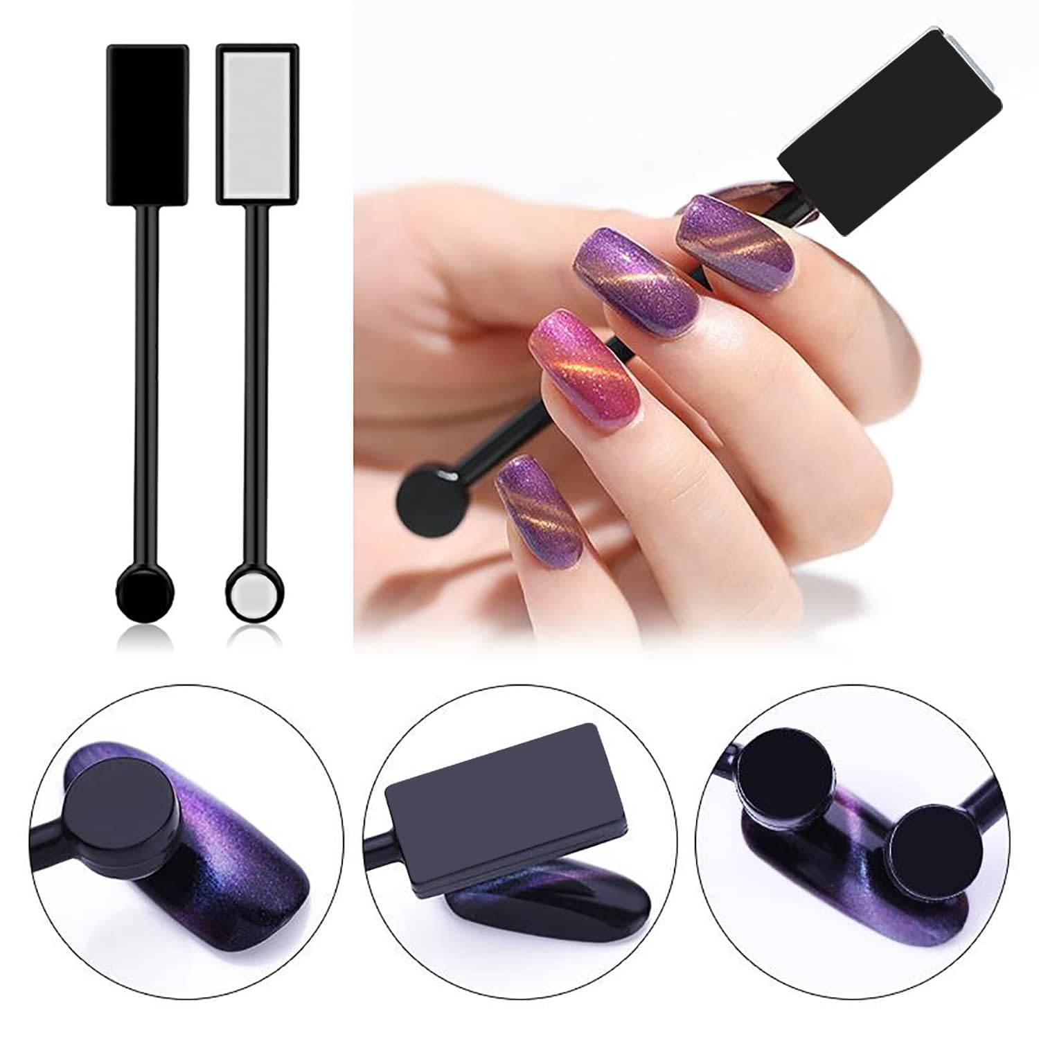 15Pcs Nail Magnet Set for Cat Eye Gel Polish - Magnetic Wand & Sticks for Professional Nail Art Designs - Perfect for Salon, Home Manicures & DIY Nail Art Accessories