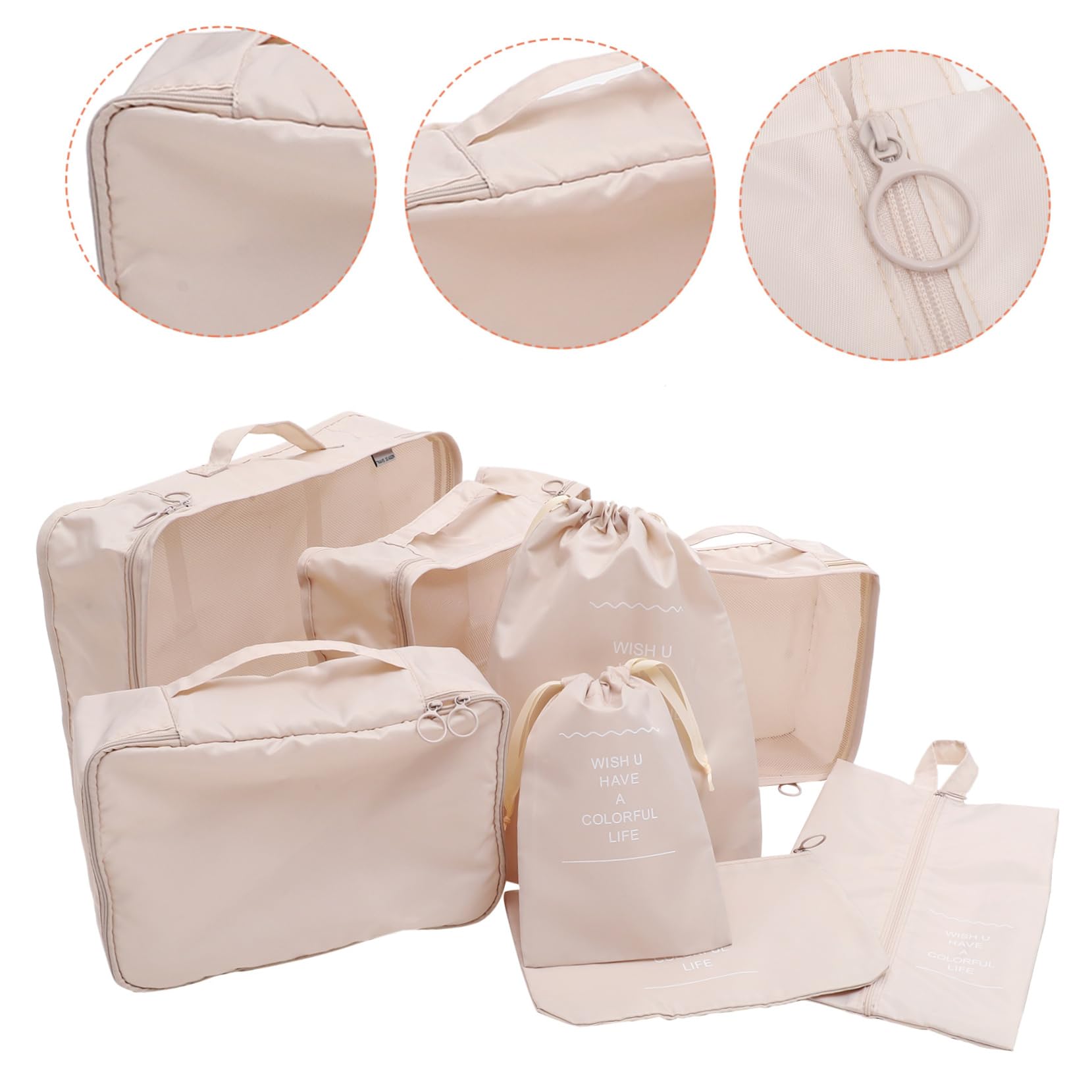 KESYOO 8-Piece Beige Travel Organizer Set - Packing Cubes & Compression Bags for Suitcases, Carry-Ons & Backpacks | Lightweight Polyester Luggage Organizers for Vacation, Business Trips & Weekend Getaways