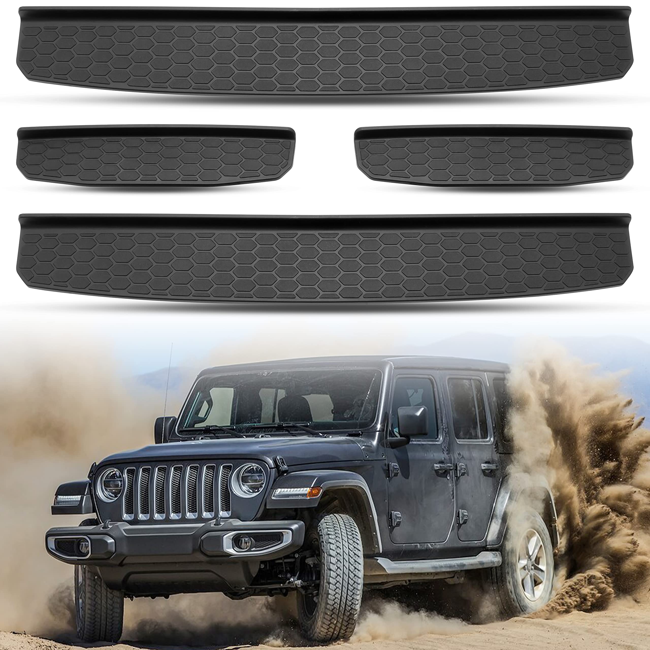 KEWISAUTO 4PCS Door Sill Guards Protectors for Jeep Wrangler JL JLU 2018-2022 & Gladiator JT 2020-2022 - Scratch Resistant Entry Guards & Scuff Plate Covers - Perfect Off-Road Accessories for Adventure & Daily Driving