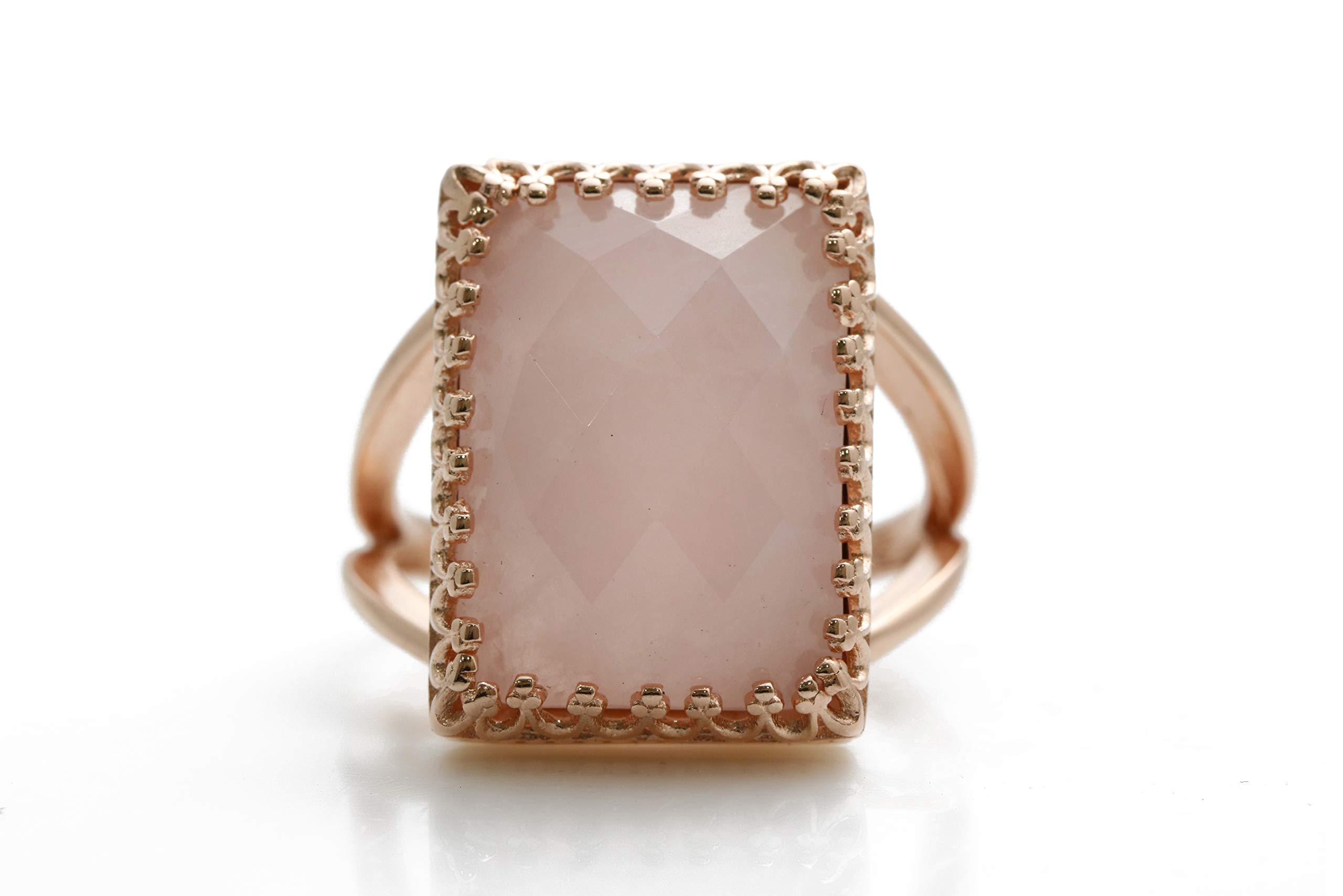 Elegant Rose Quartz Ring for Women - Handmade Gemstone Jewelry with Crystal - Custom Fashion Statement Ring - Personalized Gift for Her | Perfect for Weddings, Anniversaries & Everyday Wear