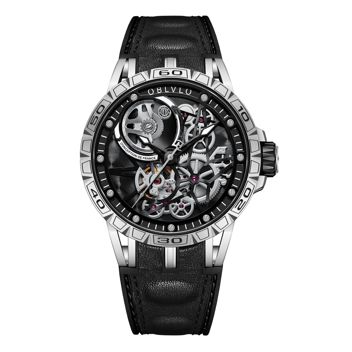 Top Luxury Automatic Skeleton Dial Steel Watch - Designer Leather Strap Wristwatch for Men - Perfect for Business, Formal Events & Everyday Wear