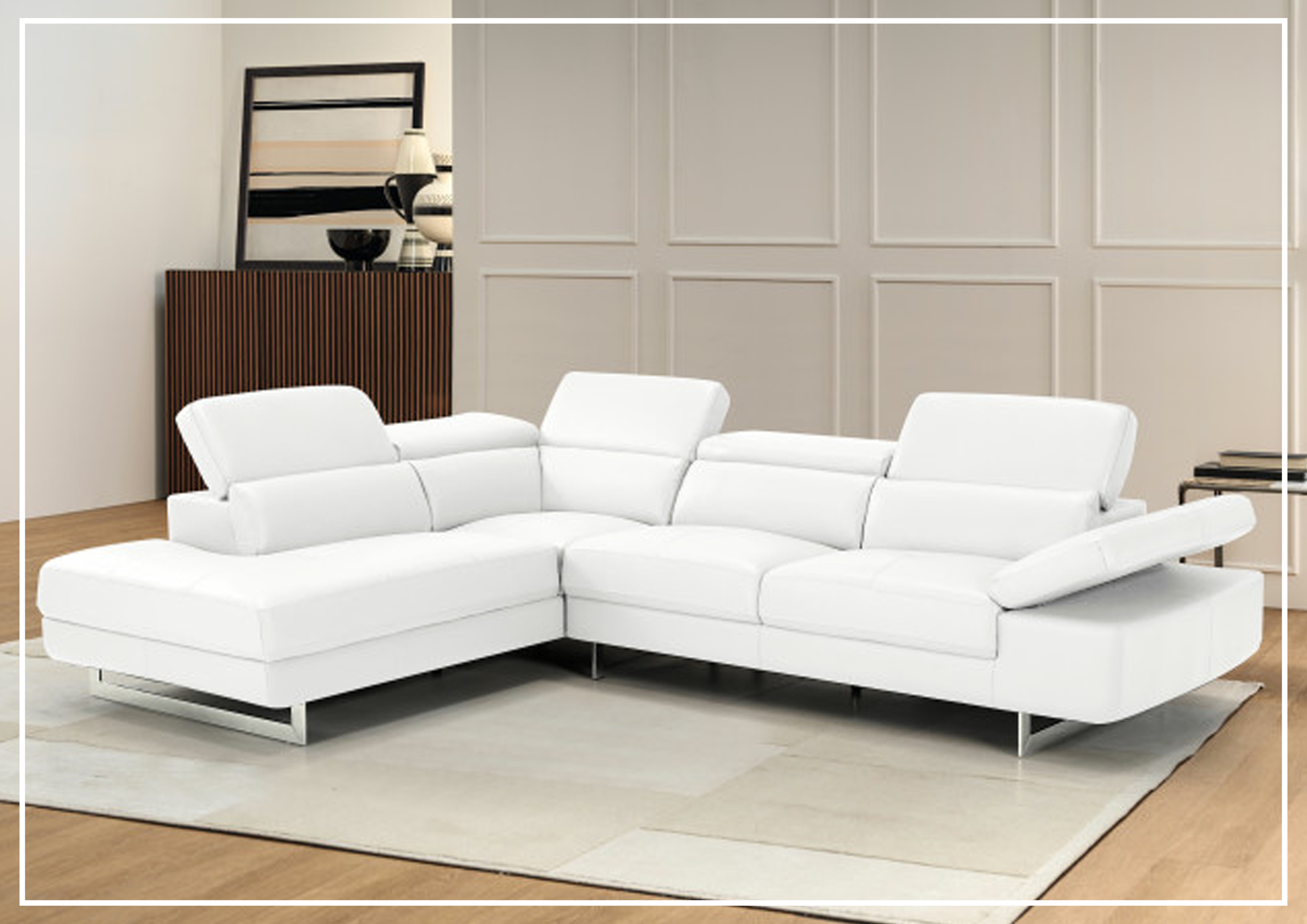 Gio Italia Cavour Mansion L-Shaped Italian Leather Sectional Sofa - Luxurious Modern Living Room Furniture for Home Theater & Family Gatherings