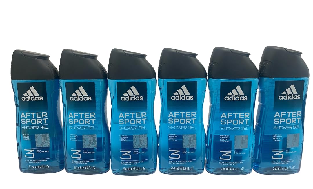 Adidas Hair & Body Gel - 6 Pack | Shower Gel for Men & Women | Hydrating & Refreshing for Gym, Travel & Daily Use