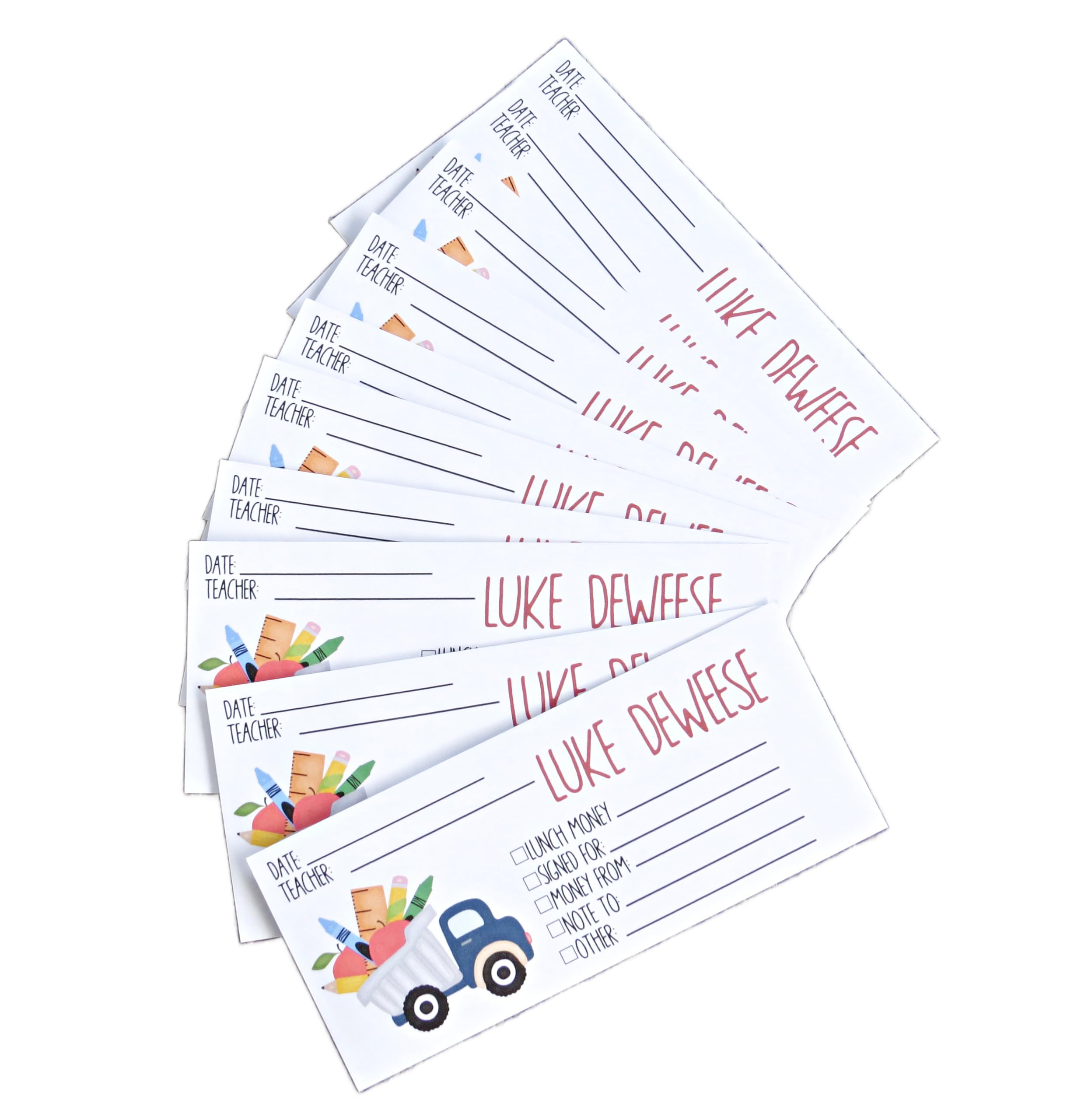 Personalized School Money Envelopes - Custom Teacher Envelopes for Lunch Money, Class Trips & School Supplies - Waterproof & Durable (Pack of 20) - Perfect for Organizing Cash, Notes & Payments for Teachers & Students
