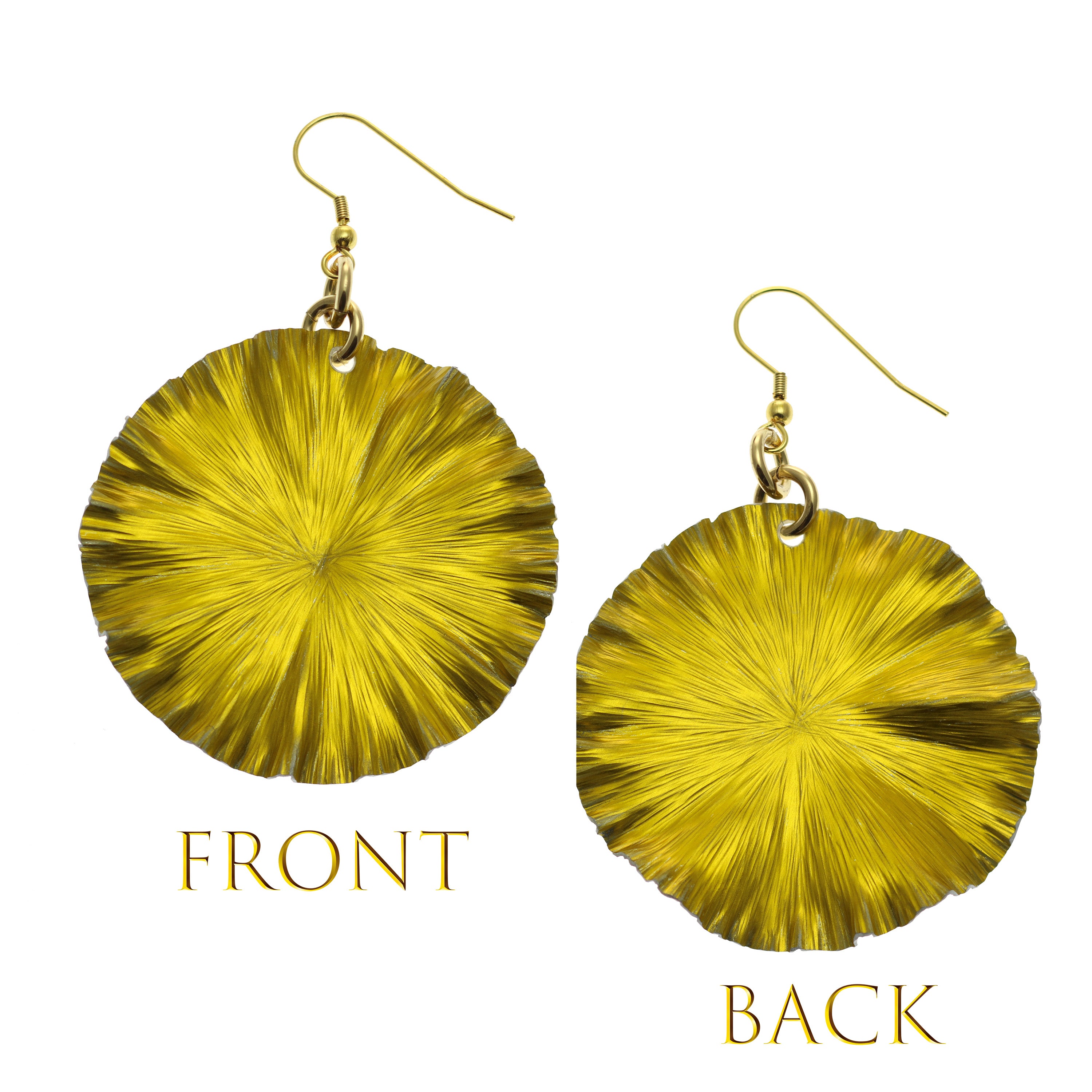 Canary Yellow Anodized Aluminum Lily Pad Leaf Earrings for Women - Lightweight Boho Dangle Earrings for Summer, Beach, and Festival Outfits