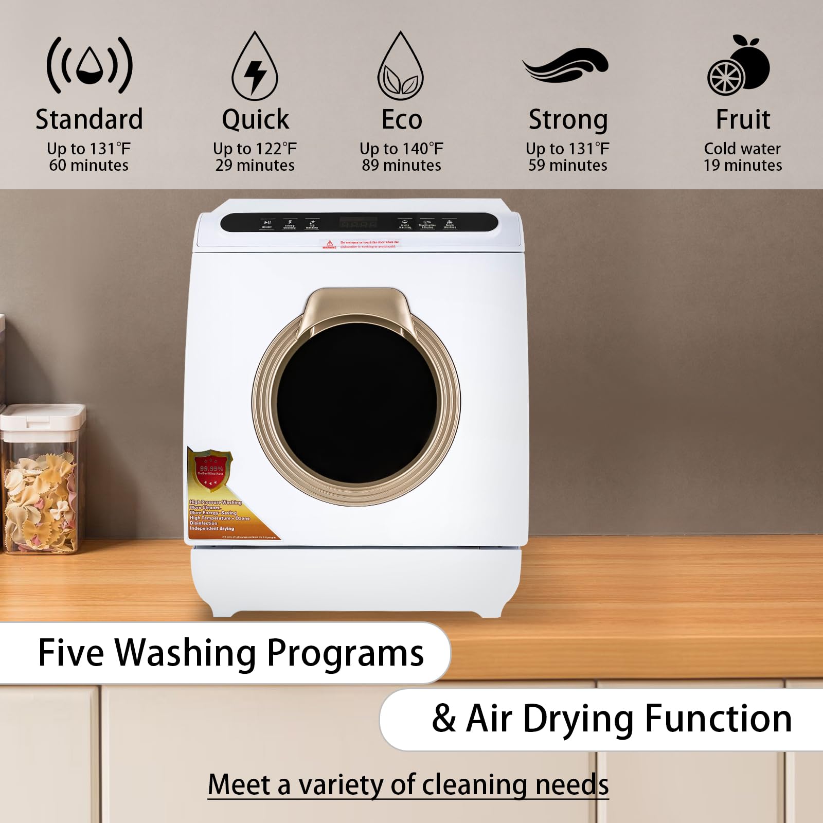 Portable Countertop Dishwasher with 7L Built-in Water Tank | 360° Dual Spray Deep Cleaning | Air-Dry Function | Compact Mini Dishwasher for Apartments, RVs & Small Kitchens | Perfect for Studio Living, Camping & Tiny Homes