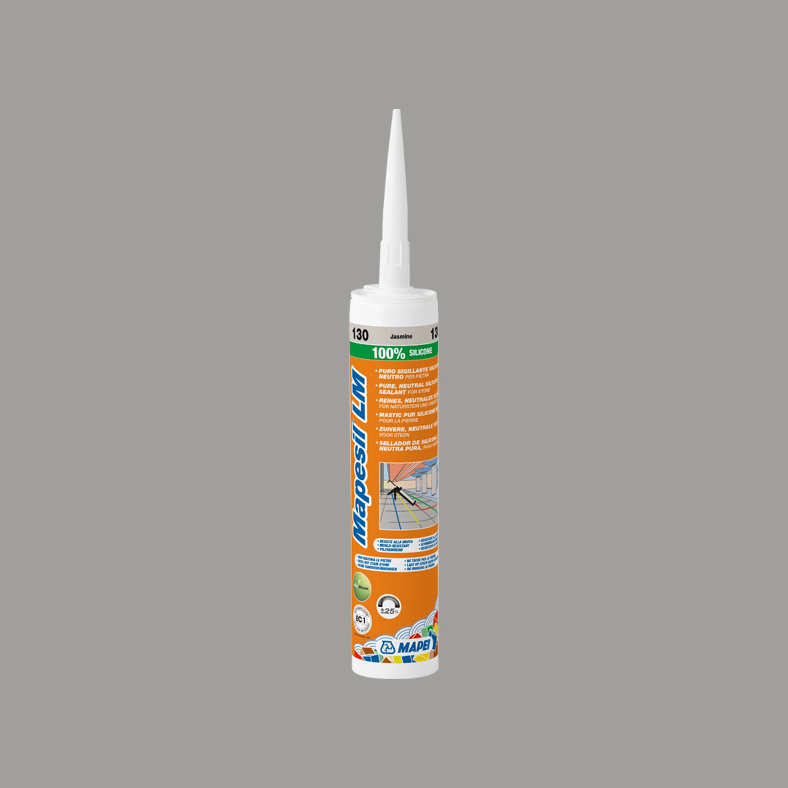Mapei Silicone LM 112 - 10.5 oz Medium Grey Sealant for Kitchen, Bathroom & Window Caulking - Waterproof & Mold Resistant