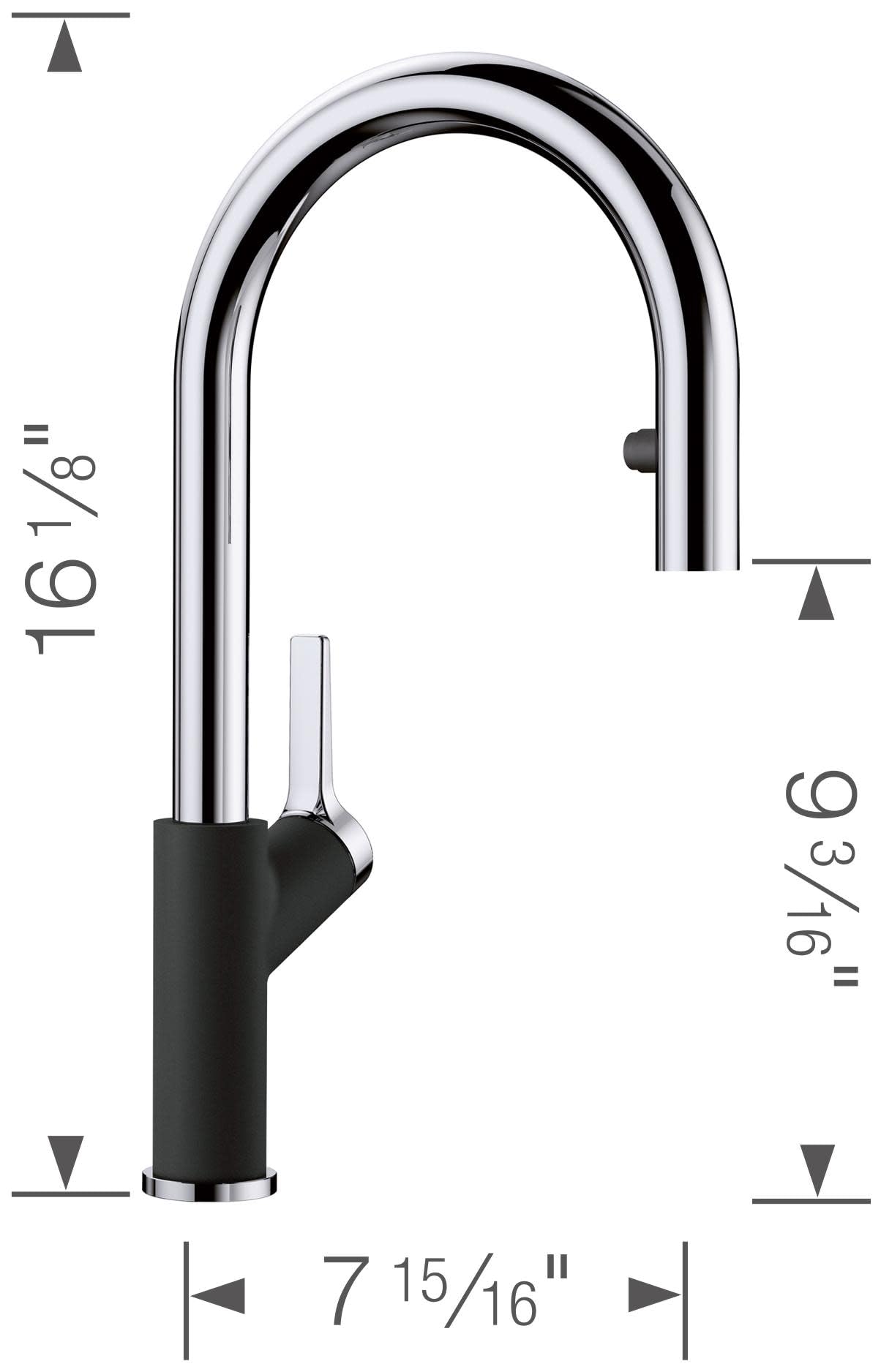 BLANCO 526390 Urbena Single Handle Pull-Down Kitchen Faucet - 1.5 GPM Flow Rate, Chrome Finish - Perfect for Modern Home & Restaurant Sinks