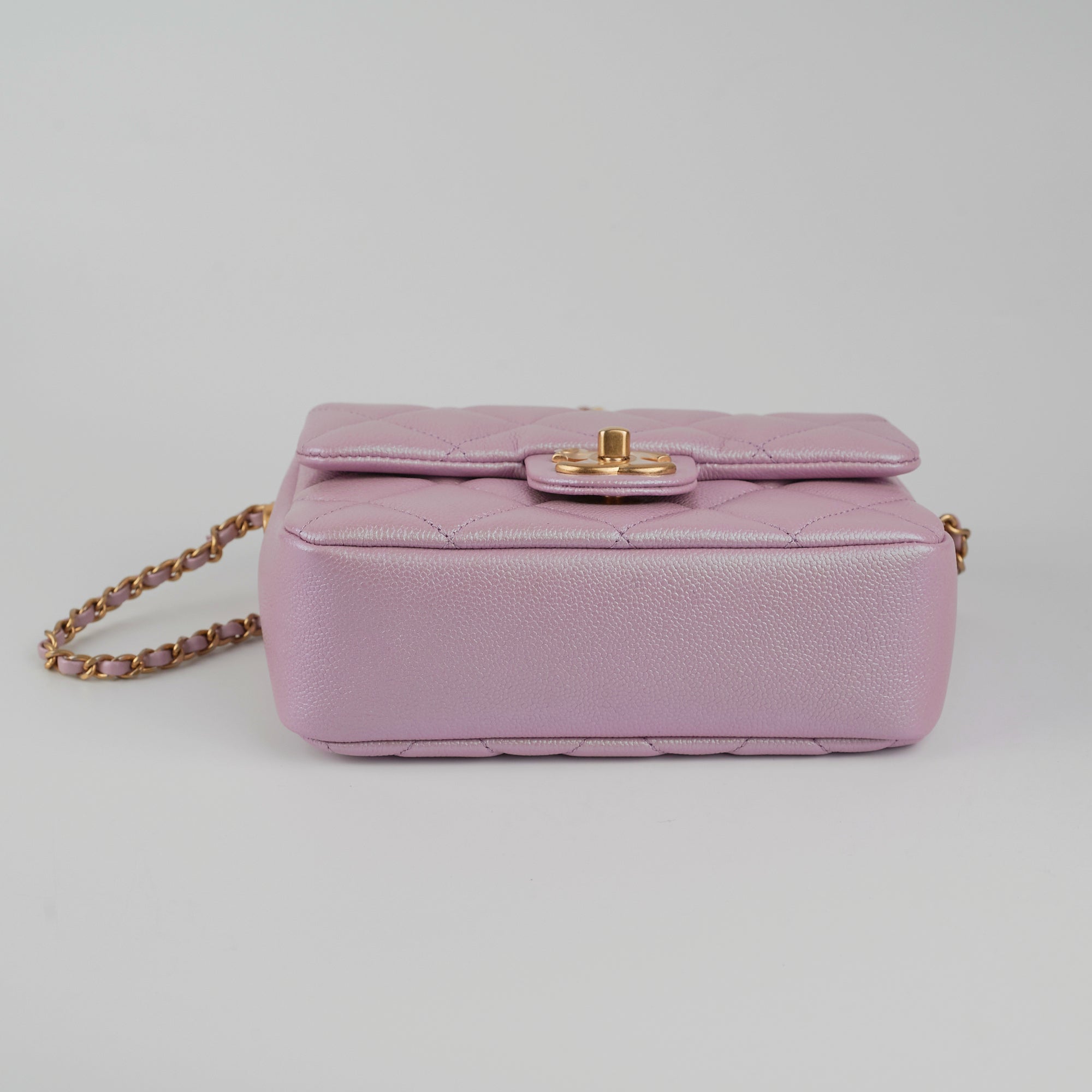Chanel Caviar Leather My Perfect Square Mini Bag Iridescent Pink with Microchip - Perfect for Evening Parties, Date Nights & Luxury Fashion Accessories