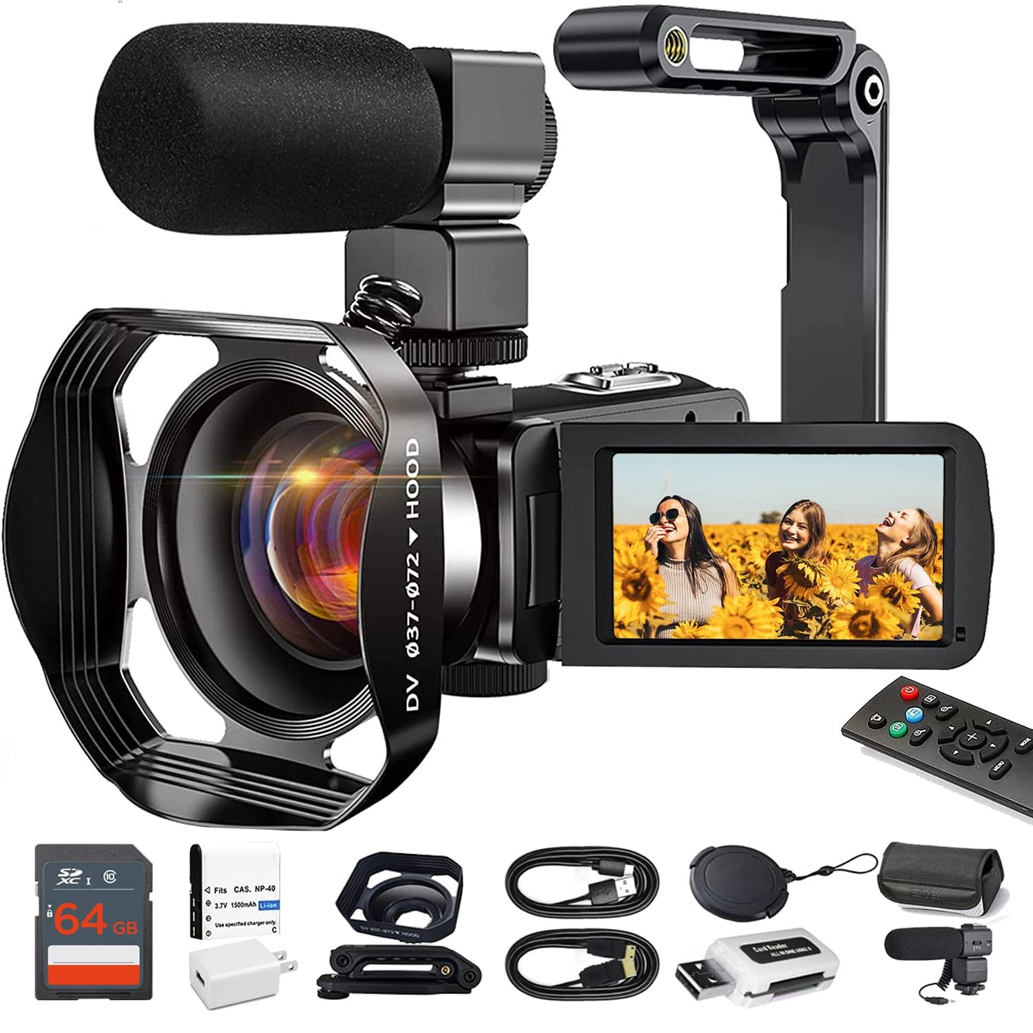 Acuvar 4K Video Camera Camcorder - 48MP Auto Focus Vlogging Camera for YouTube with 60FPS, 18X Zoom, Webcam, Mic & Stabilizer - Includes 64GB SD Card & Card Reader - Perfect for Travel Vlogging, Live Streaming & Content Creation