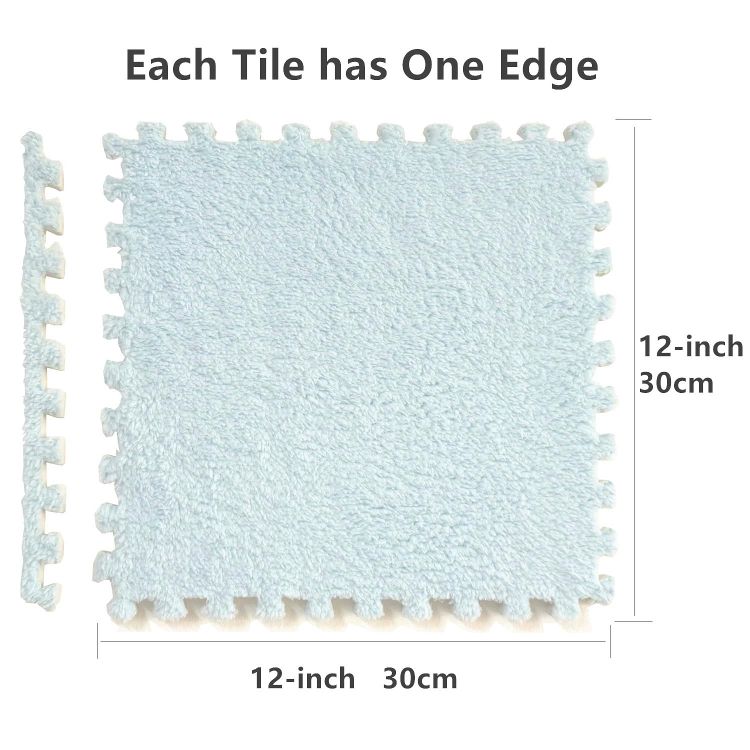 12-Piece Shaggy Interlocking Foam Carpet Tiles for Kids - 12