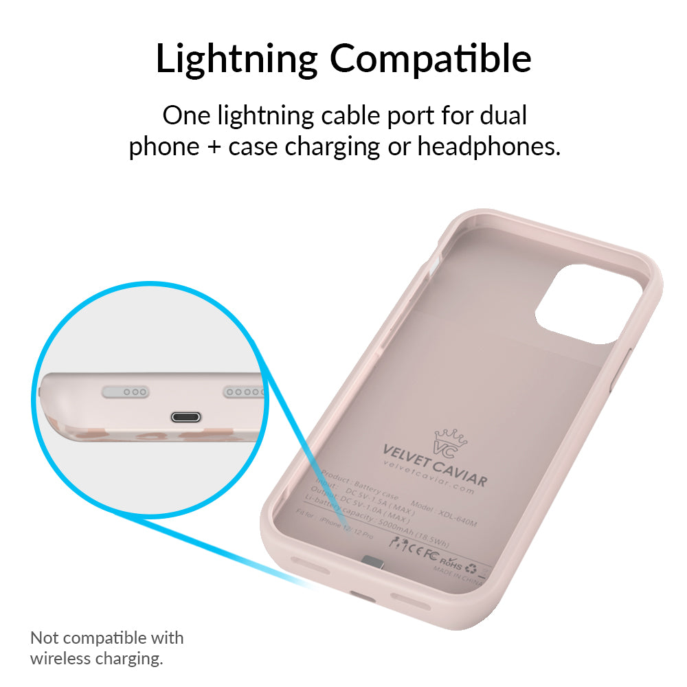 Blush Leopard Print iPhone Charging Case - Slim Portable Battery Charger for iPhone [Models] | Perfect for Travel, Work & Everyday Use