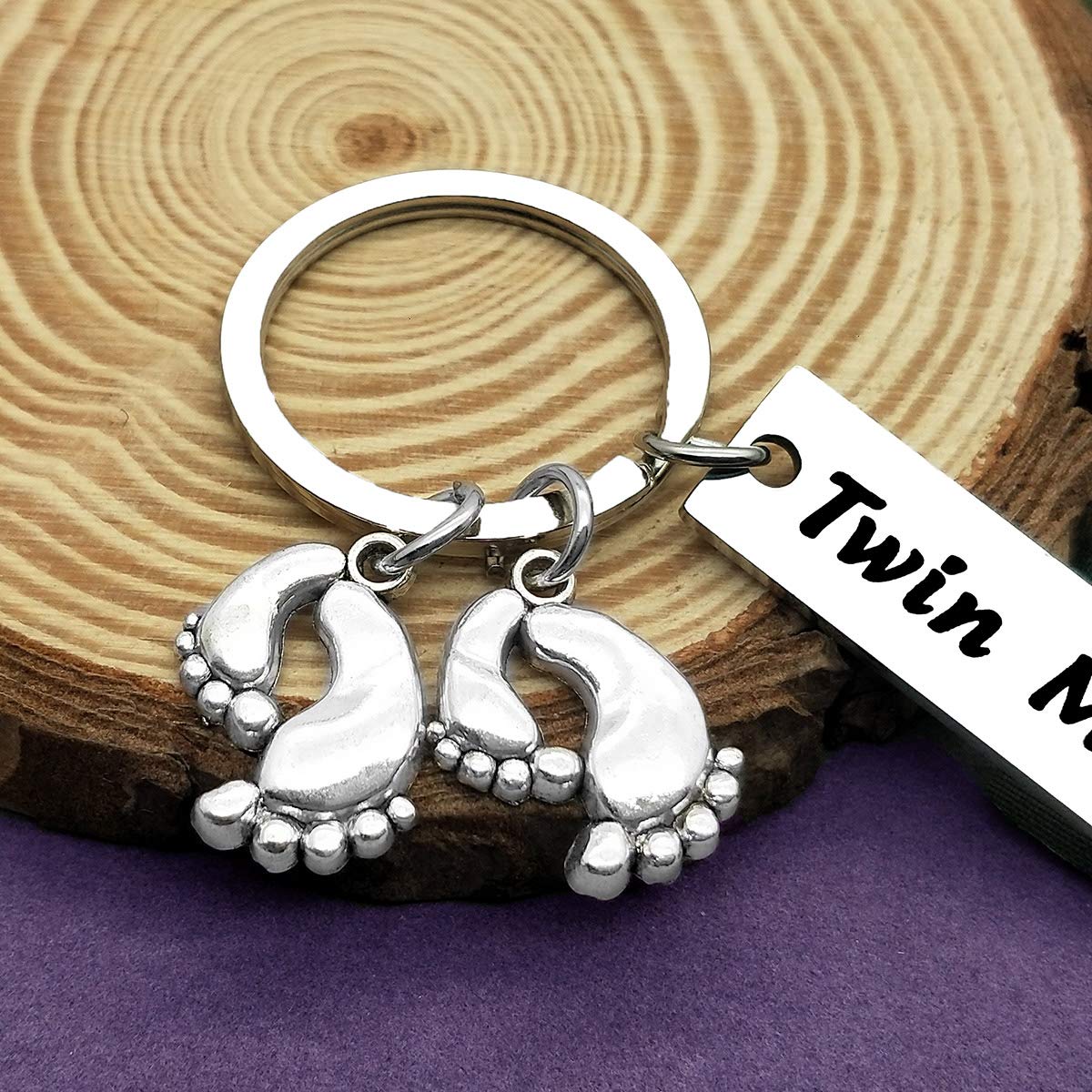 Twin Mom Gift Keychain - New Mom Jewelry for Mother of Twins, Pregnancy Announcement & First Time Mom Gift - Perfect for Baby Showers, Mother's Day & Newborn Celebrations