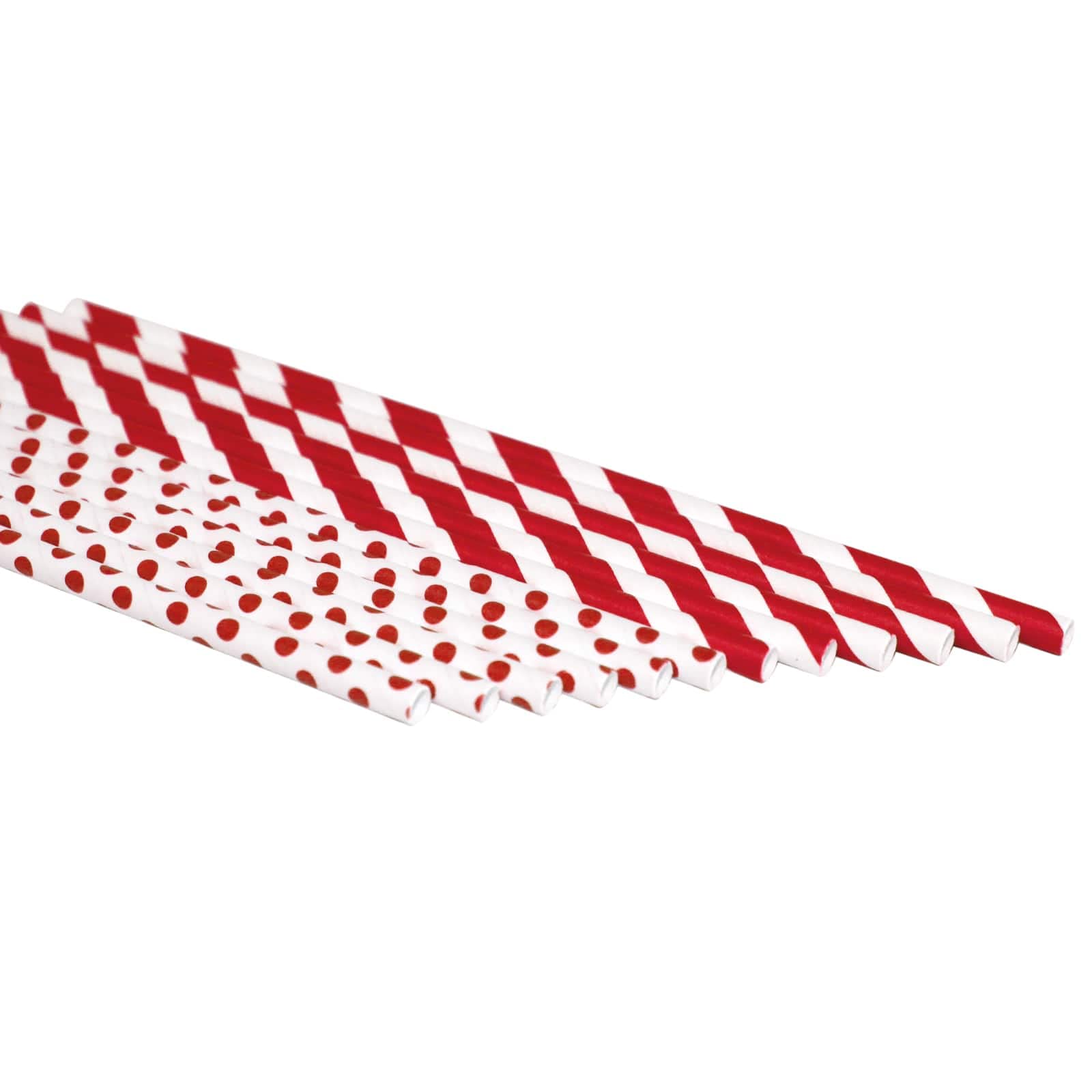 Celebrate It 100-Pack Red Printed Paper Straws - Eco-Friendly Disposable Drinking Straws for Parties, Weddings, and Birthday Celebrations