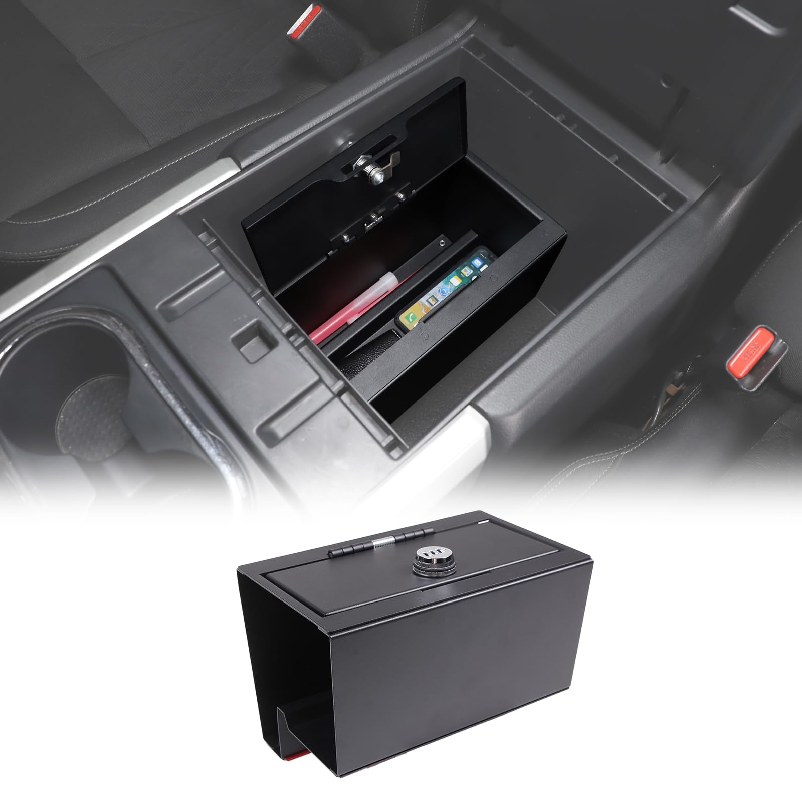 Nissan Titan 2016-2023 Center Console Safe Box with Password Lock - Secure Armrest Storage for Valuables, Cash & Documents - Perfect for Travel, Work & Vehicle Security