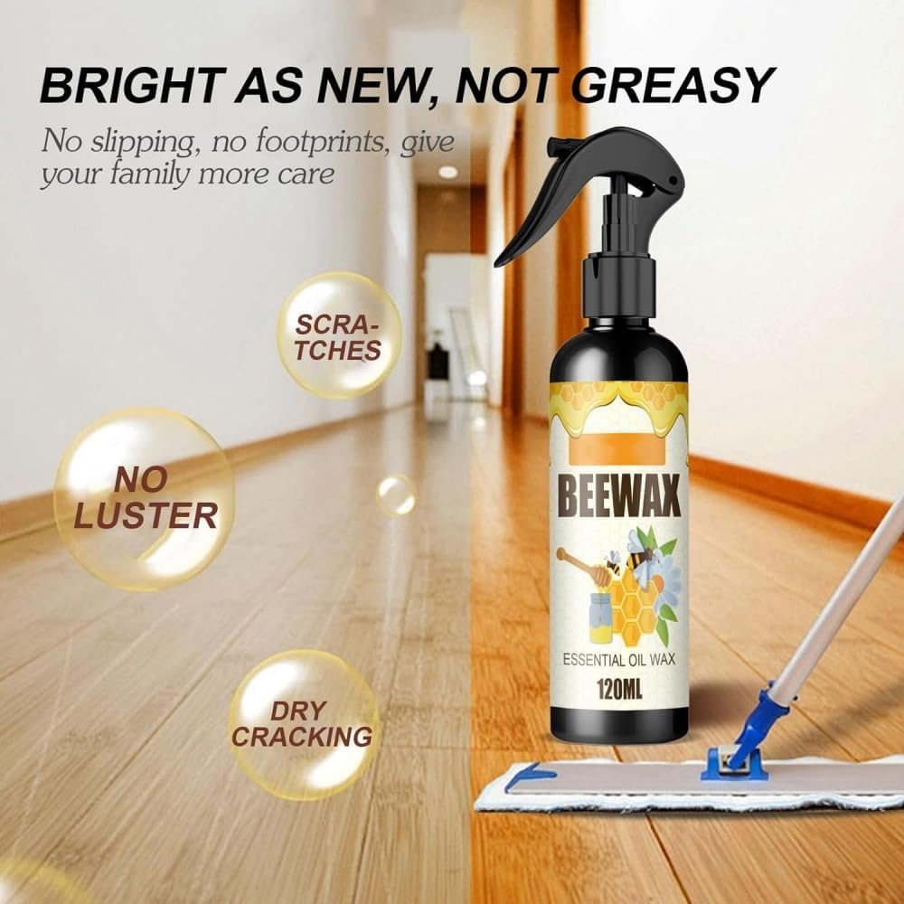 Premium Micro-Molecular Beeswax Spray - All-Natural Wood Polish & Cleaner for Furniture, Floors & Cabinets - Protective Shine & Dust Repellent (1 Pack) - Ideal for Home, Office & Antique Wood Care