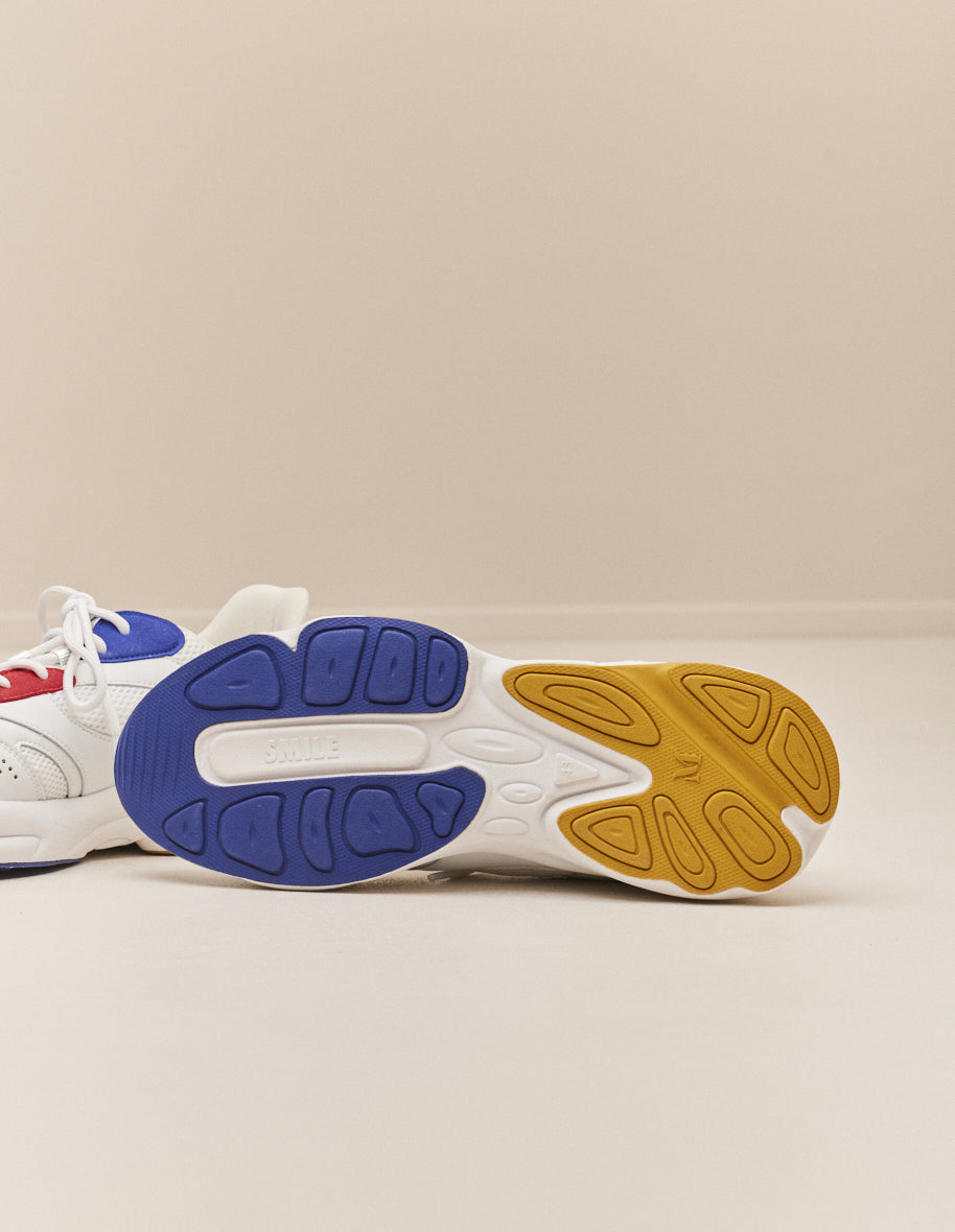 Nathanael Recycled Leather & Vegan Suede Baskets - White, Red, Mustard Colors | Perfect for Casual Outfits & Sustainable Fashion