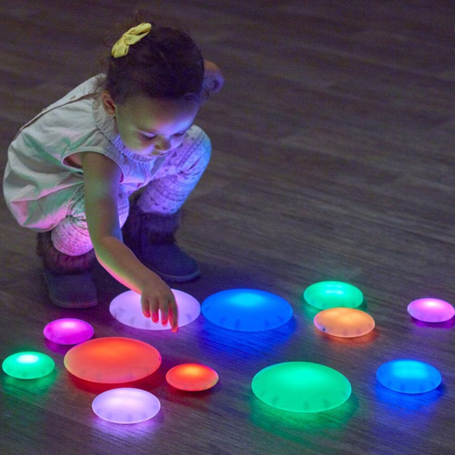 Glow in the Dark Sensory Stones - Light Up Pebbles for Kids Sensory Play, Garden Decor & Nighttime Pathway Lighting