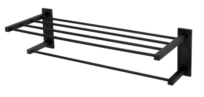 Alno A8426-24 Contemporary II 24 Inch Modern Bathroom Towel Rack with Bottom Bar - Space-Saving Storage for Hand & Bath Towels in Small Bathrooms