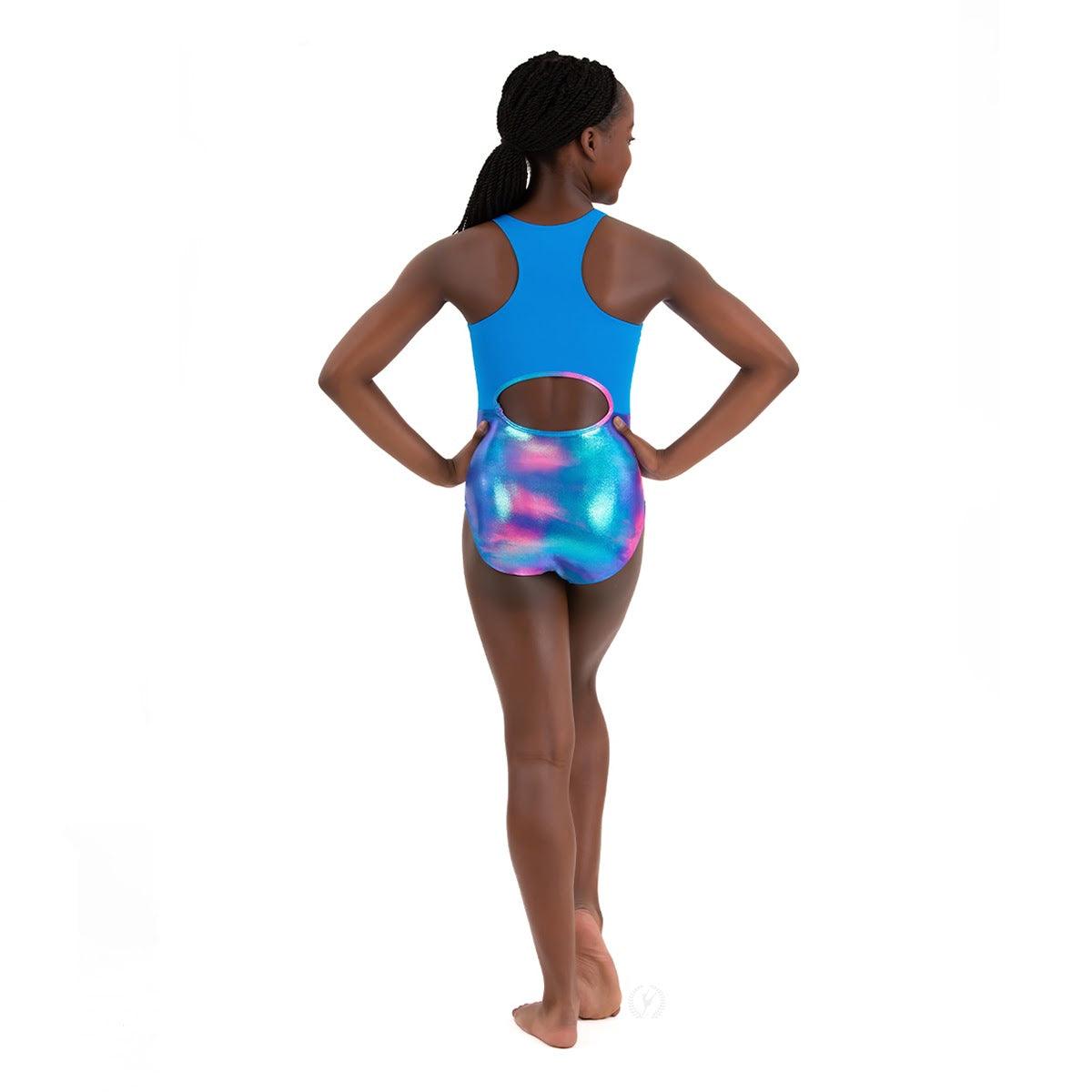 Eurotard Sky/Turquoise Circle Back Gym Tank Leotard - Women's Dance & Gymnastics Performance Wear for Ballet, Yoga & Workouts