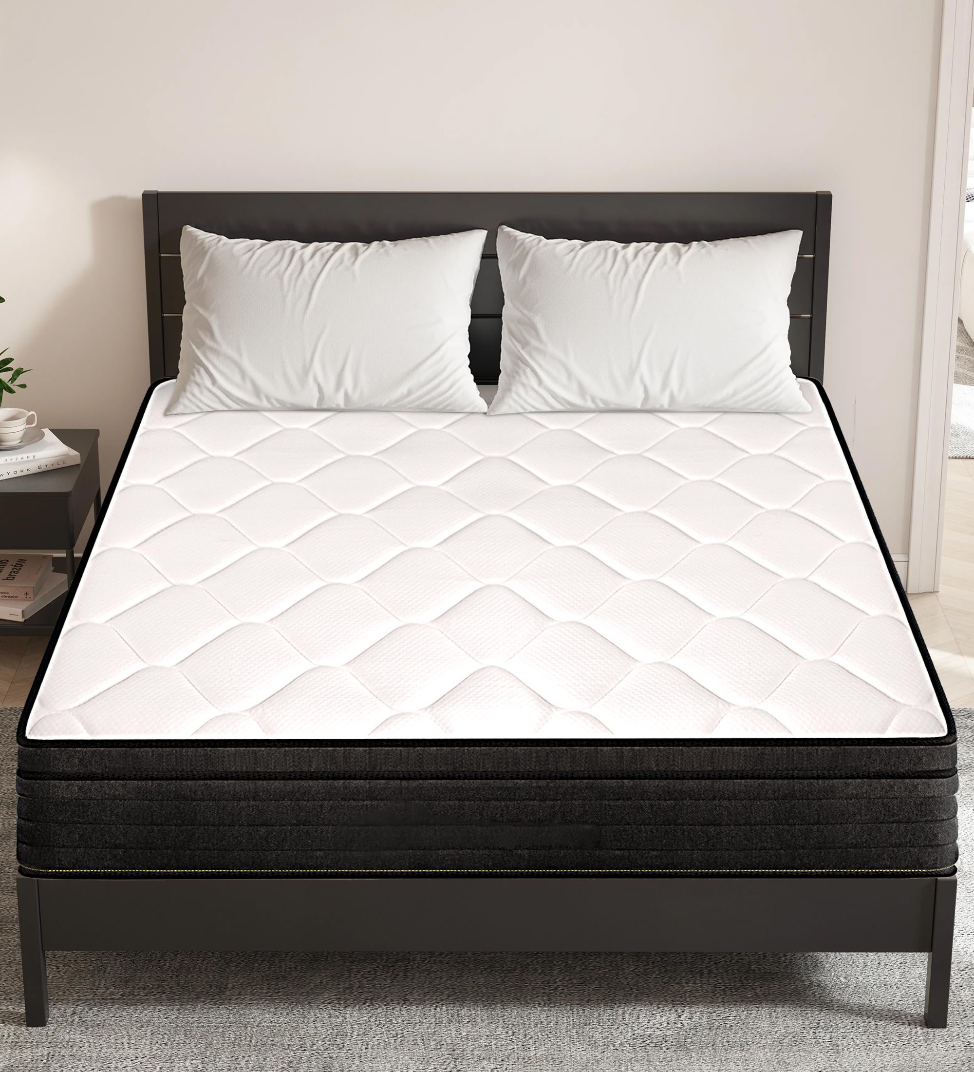 12-inch Full Size Hybrid Mattress in a Box - Memory Foam & Pocket Coils for Back Pain Relief, Medium Firm Support, CertiPUR-US Certified - Perfect for Guest Rooms, Dorms & Small Bedrooms