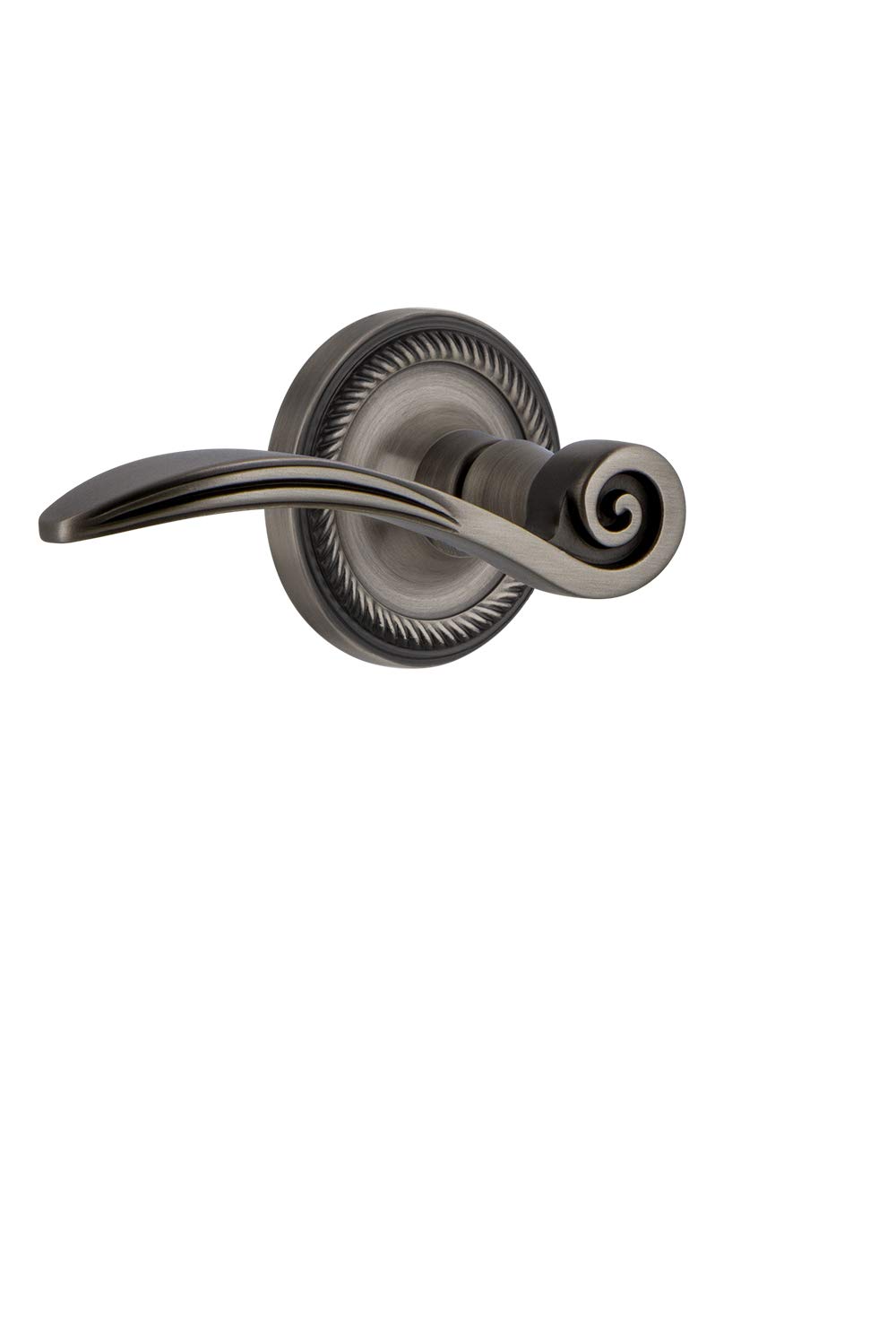 Vintage Antique Pewter Swan Lever Door Handle - Nostalgic Warehouse Rope Rose Privacy Knob for Classic Home Decor | Perfect for Bedroom, Bathroom & Interior Doors