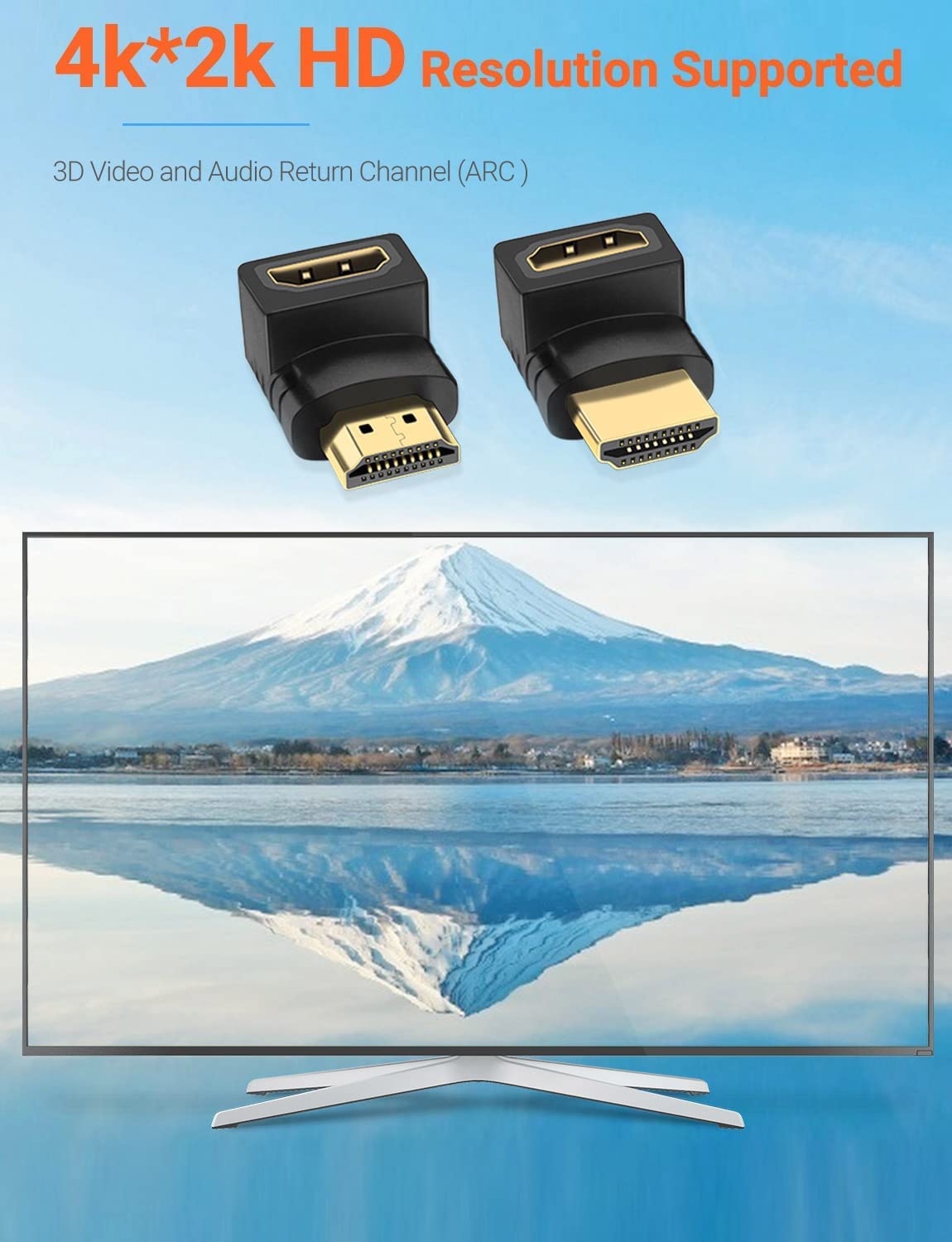MVTECH HDMI Male to Female Adapter 4-Pack - 90 & 270 Degree HDMI Extender Coupler for 3D 4K Ultra HD - Compatible with TV, Fire Stick, Nintendo Switch, Xbox One, PS5, PS4, Laptop & PC (Black) - Perfect for Home Theater, Gaming & Office Setups