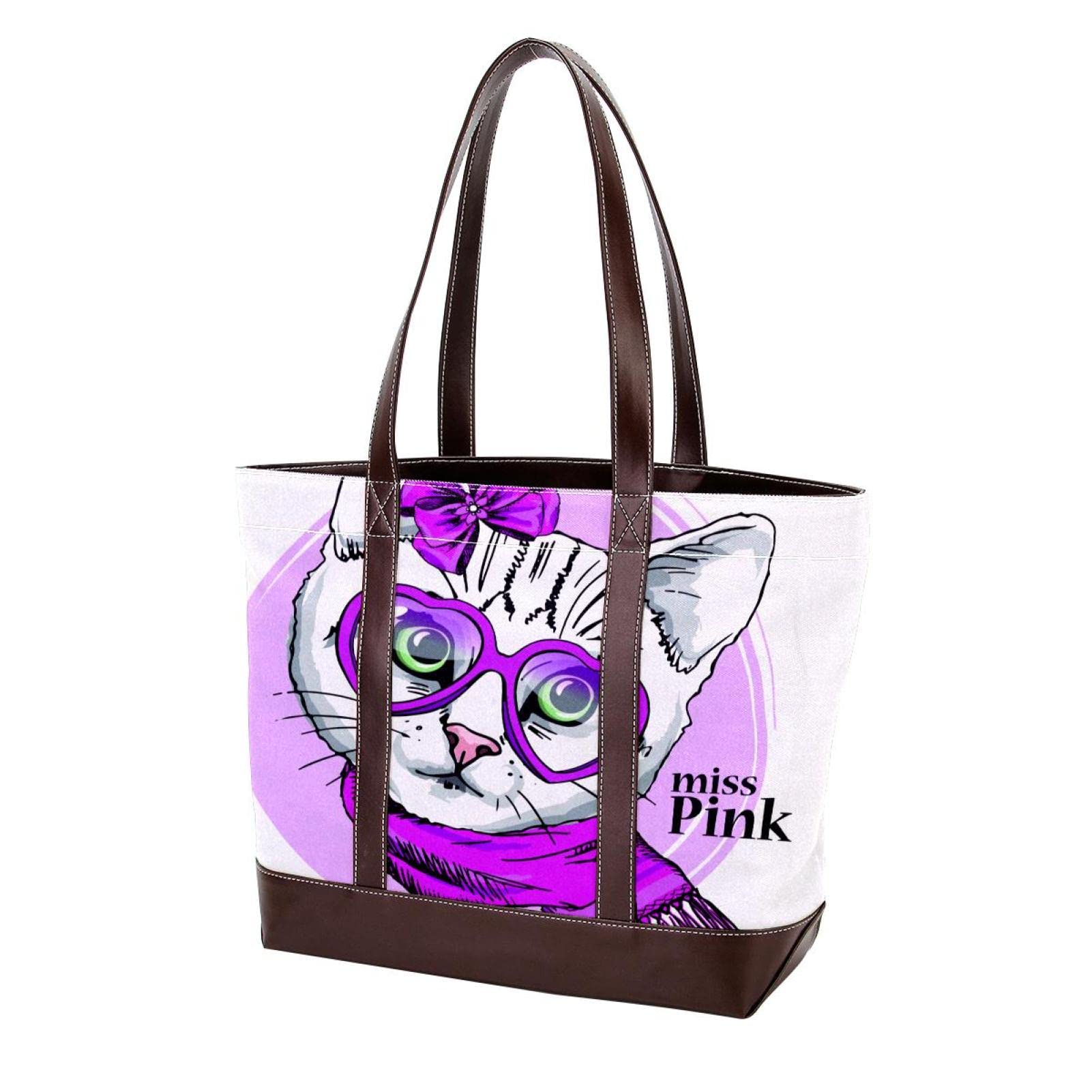 Stylish Large Leather & Canvas Tote Bags for Women - Durable Shoulder Satchel Hobo Purse with Top Handle | Perfect for Work, Travel, Shopping & Beach Outings