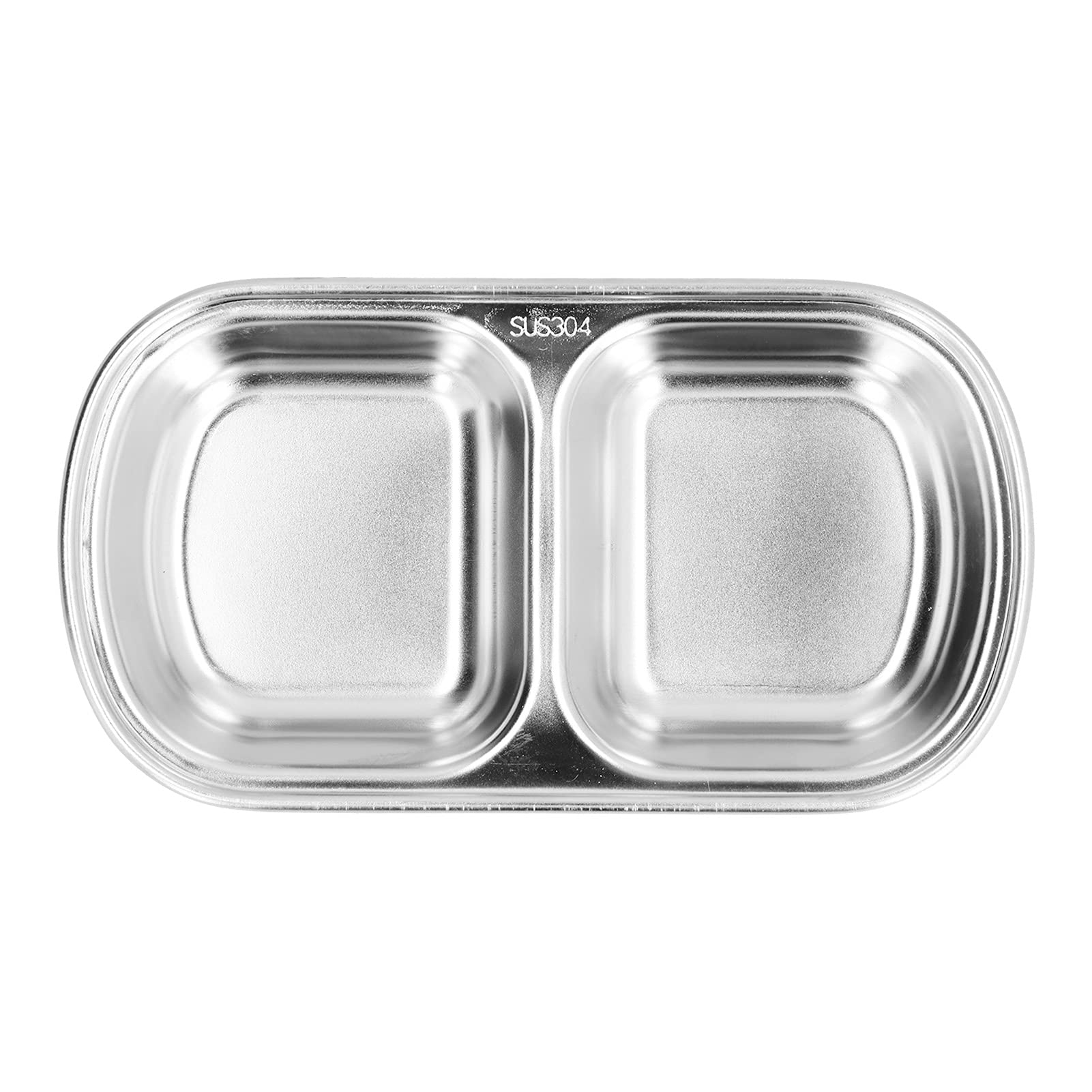 6.02 Inch 304 Stainless Steel Divided Sauce Dish - 2/3 Compartment Korean Ketchup Bowl, Thickened Hot Pot Sauce Tray, Multi-Purpose Seasoning Dip Container for Camping, Hiking, BBQ, Picnics & Home Kitchen Use