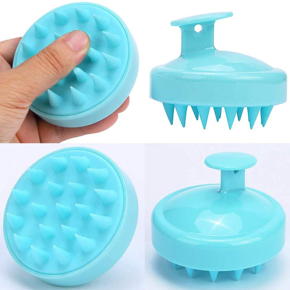 4 Pcs Silicone Scalp Massager Shampoo Brush - Gentle Hair Care for Wet & Dry Hair - Manual Head Scrubber for Dandruff & Scalp Care - Perfect for Women, Men, Kids & Pets (Blue, Pink, Rose Red, Black) - Great for Relaxation, Hair Washing & Pet Grooming