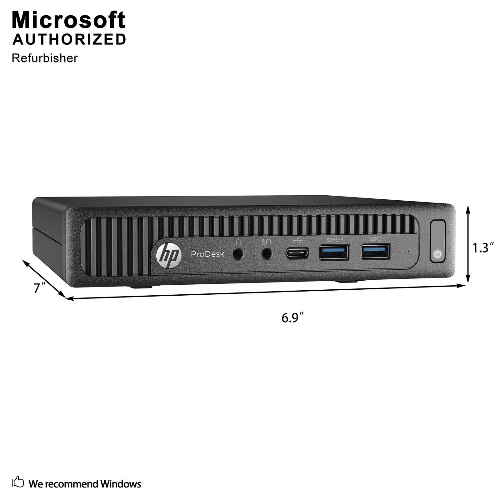 HP ProDesk 600 G2 Mini Tower PC - Intel Quad Core i3-6100T, 8GB DDR4 RAM, 256GB SSD, VGA, USB 3.0 & USB-C, Windows 10 Pro (Renewed) - Perfect for Home Office, Small Business & Remote Work
