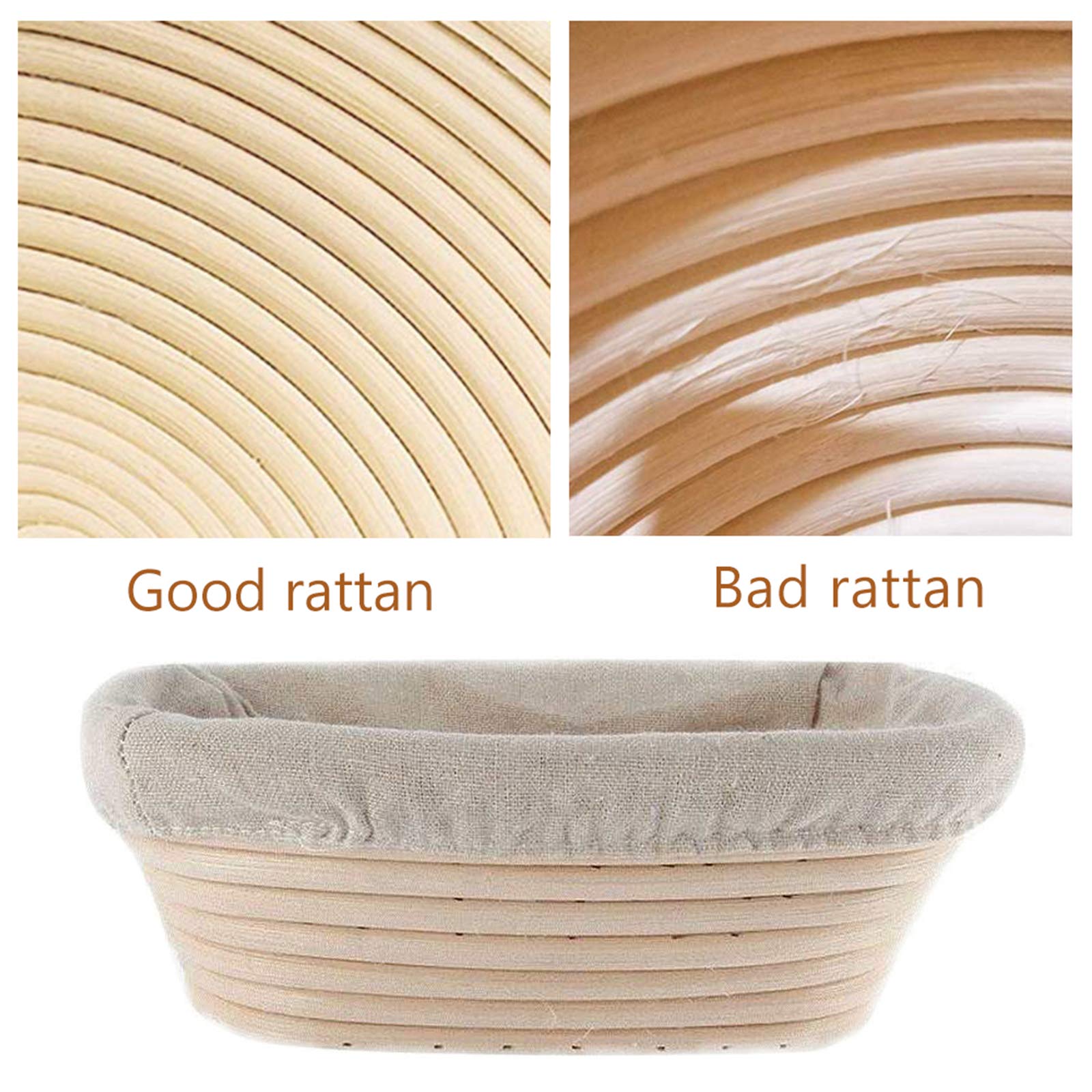 5.9 Inch Oval Bread Proofing Basket Set - Natural Rattan Fermentation Bowl with Linen Liner for Sourdough Baking | Perfect for Professional & Home Bakers (2-Piece) | Ideal for Artisan Bread Making, Kitchen Gifts & Baking Enthusiasts