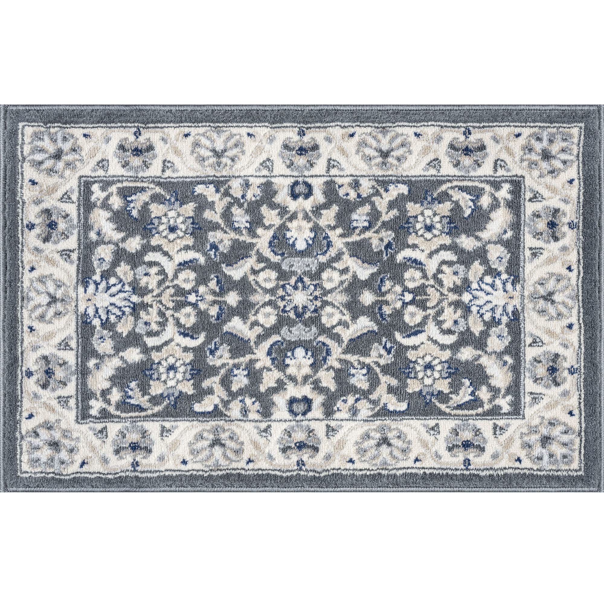 Gray 2x3 Entry Rug - Non-Slip Indoor Front Door Mat - Small Area Rug for Kitchen & Bathroom - Modern Home Decor for Living Room, Bedroom & Entryway