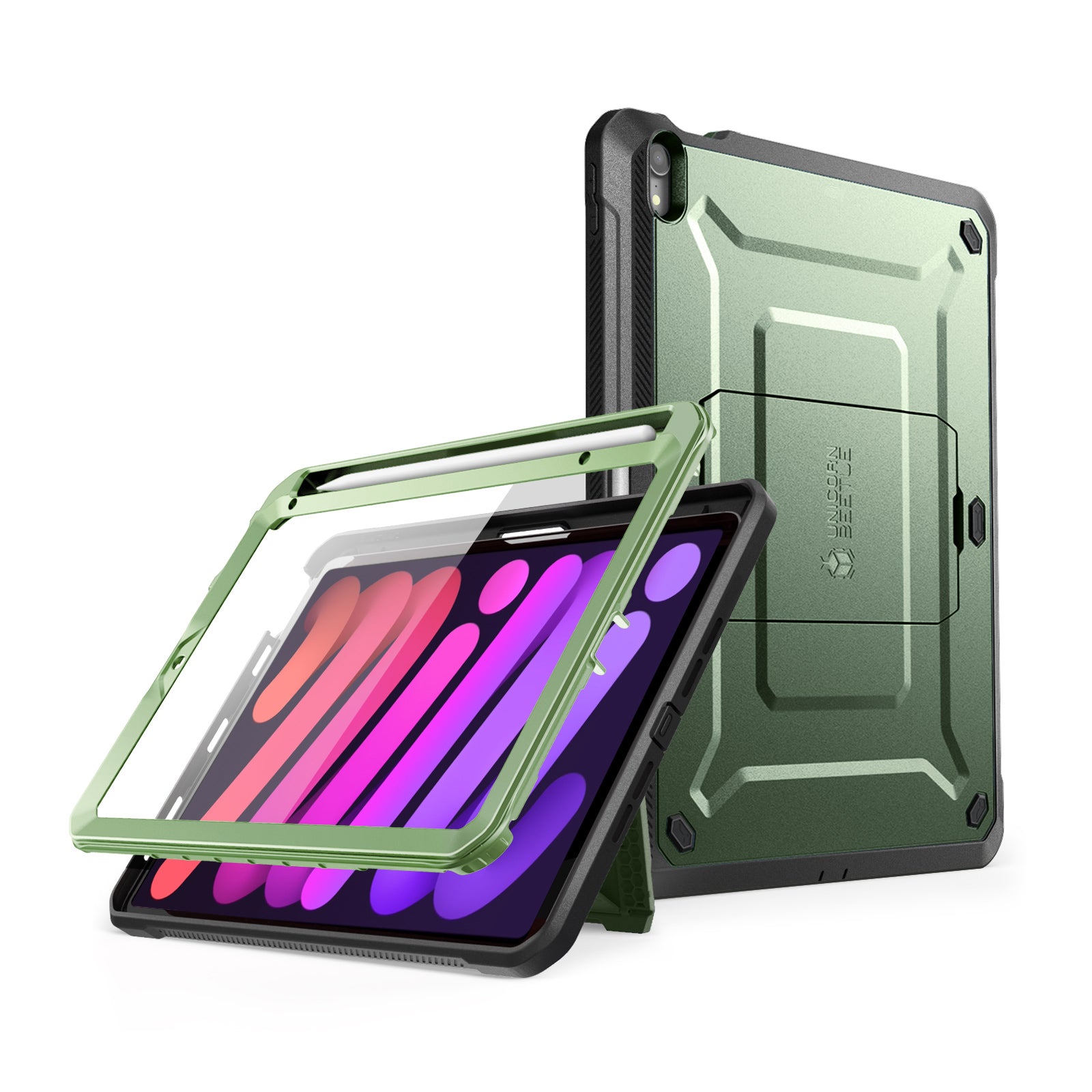iPad Mini 6 Case - Unicorn Beetle PRO Shockproof Rugged Protective Cover with Screen Protector, Dark Green - Perfect for Outdoor Adventures, Travel & Everyday Use